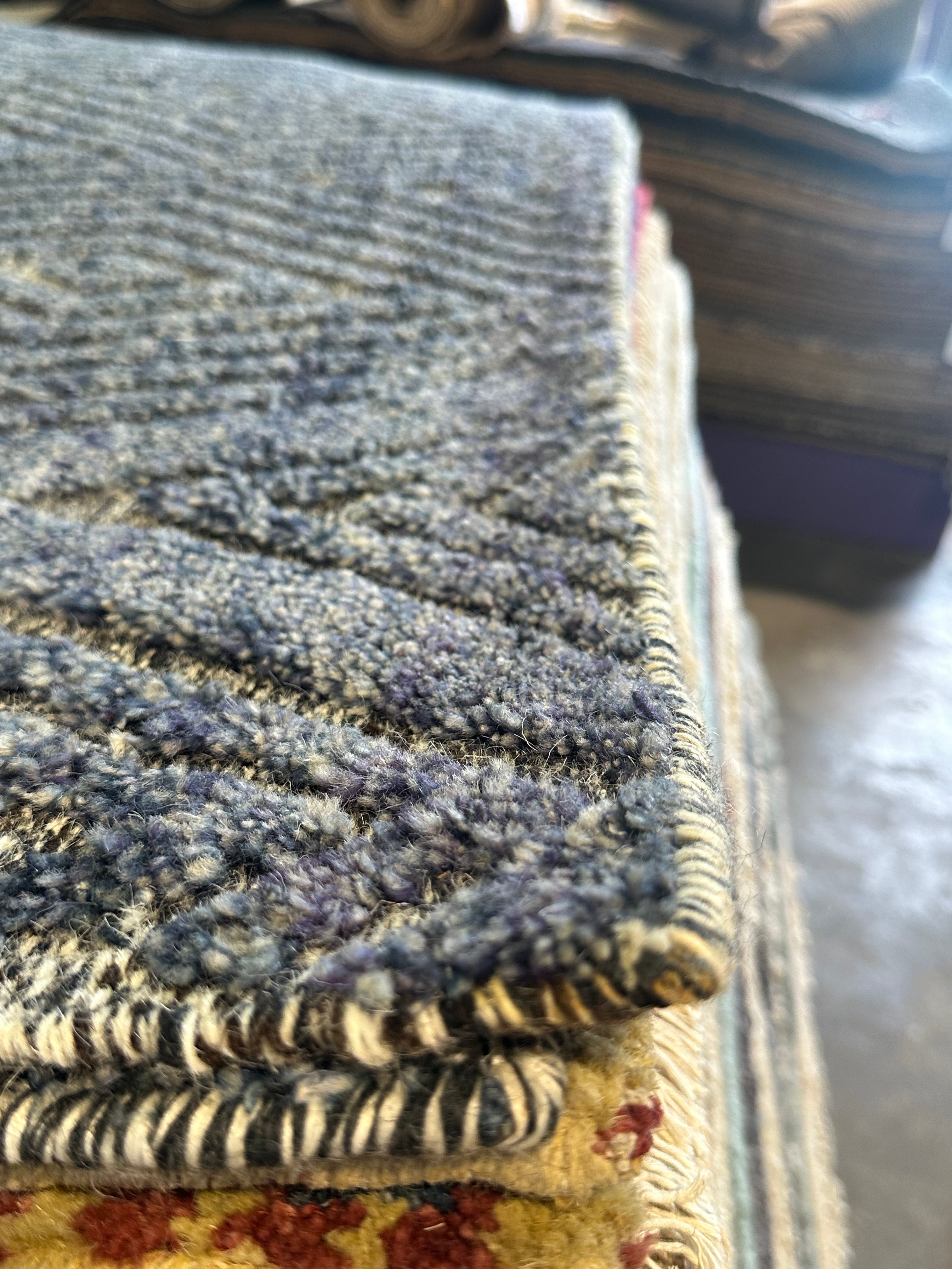 Bruce Spence 5x8 Hand-Knotted Modern Rug Blue High-Low