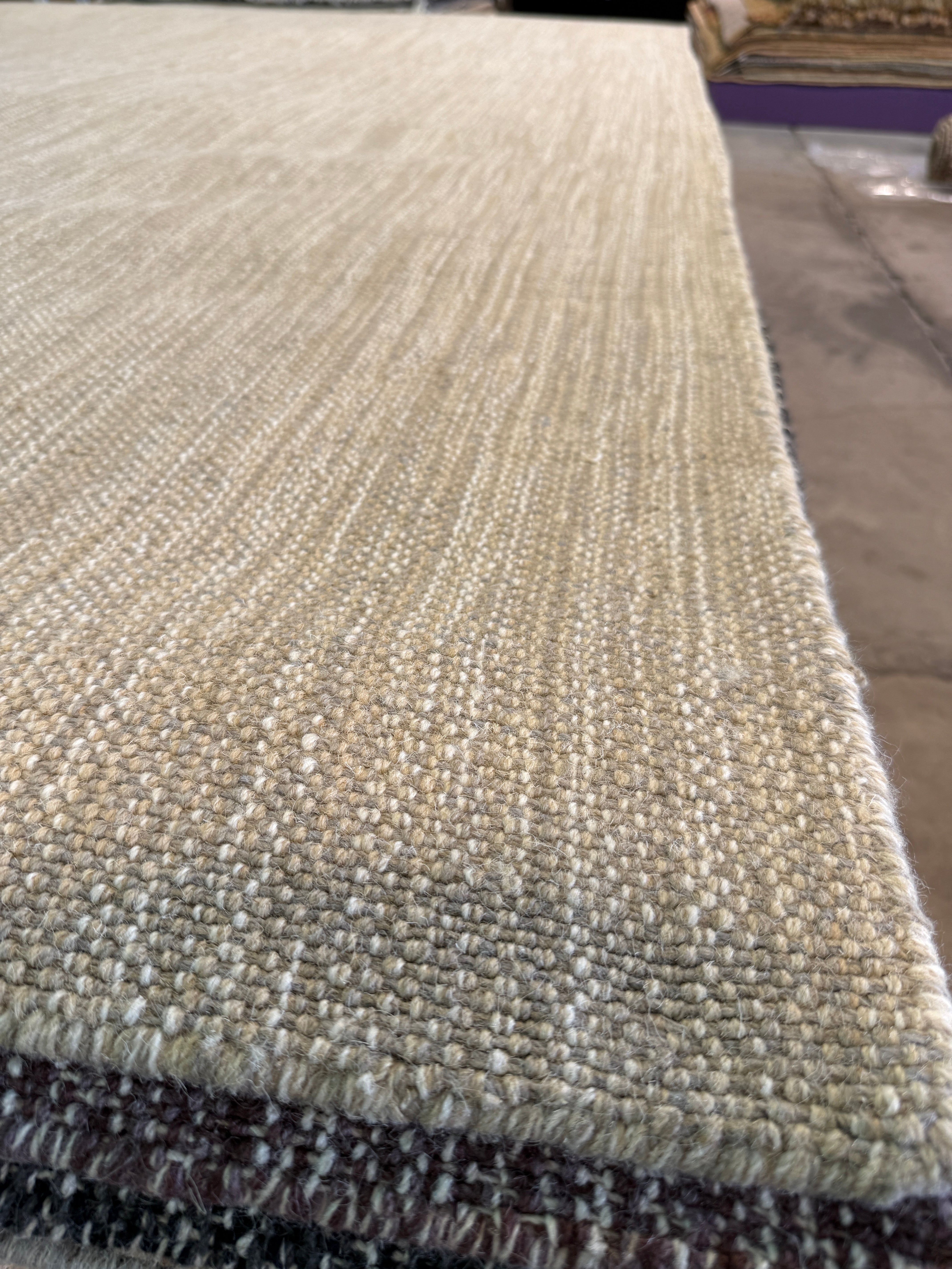 Michael King 9x12 Handwoven Durrie Textured Beige