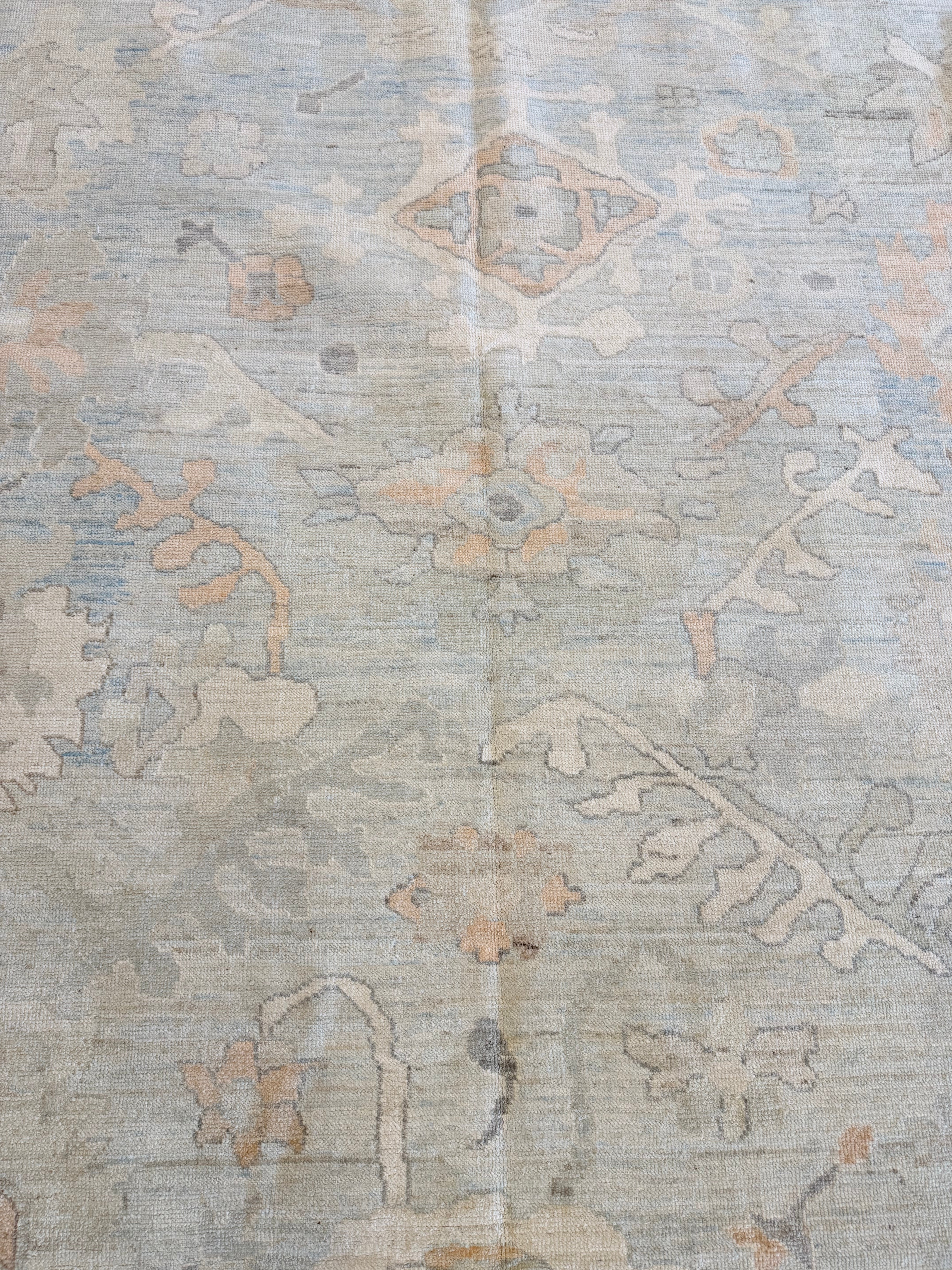 Madeleine Cox 12.2x17.8 Blue Afghani Whitewashed Oushak