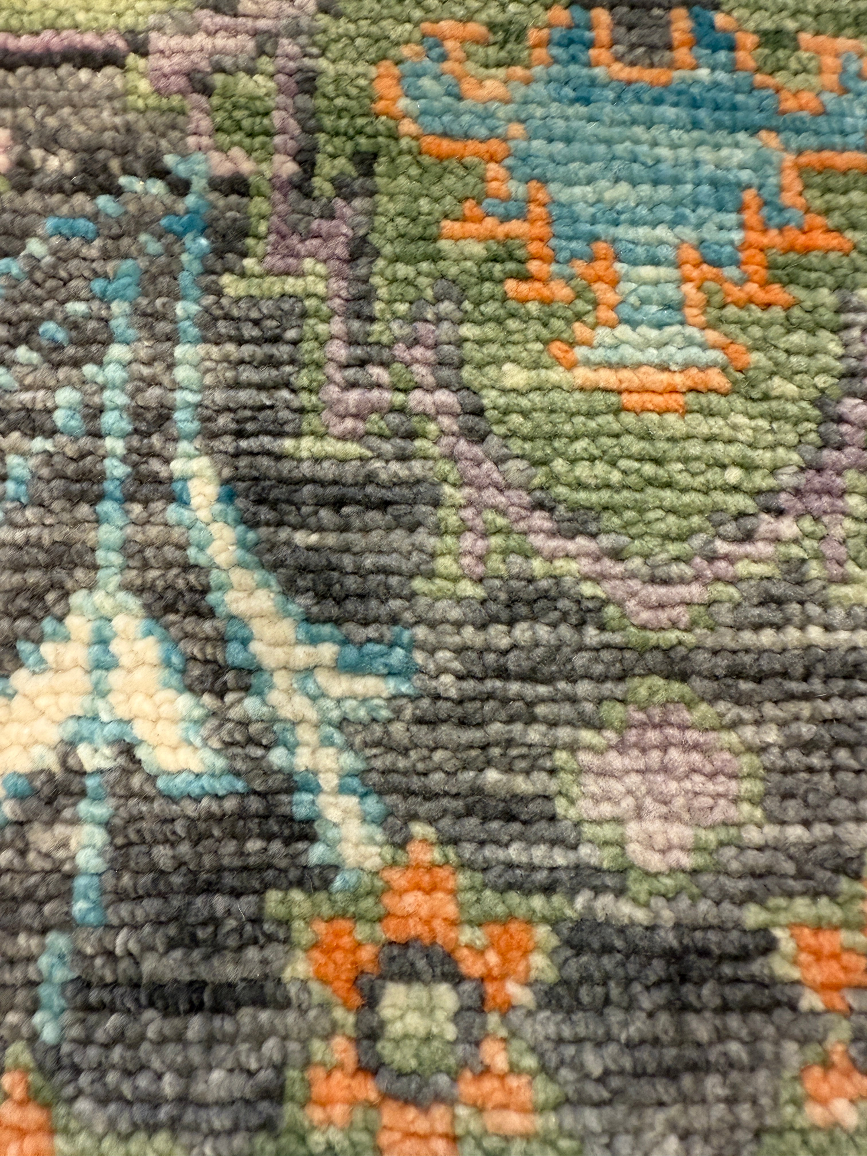 Eva/Eve 8x8 Grey and Green Hand-Knotted Oushak