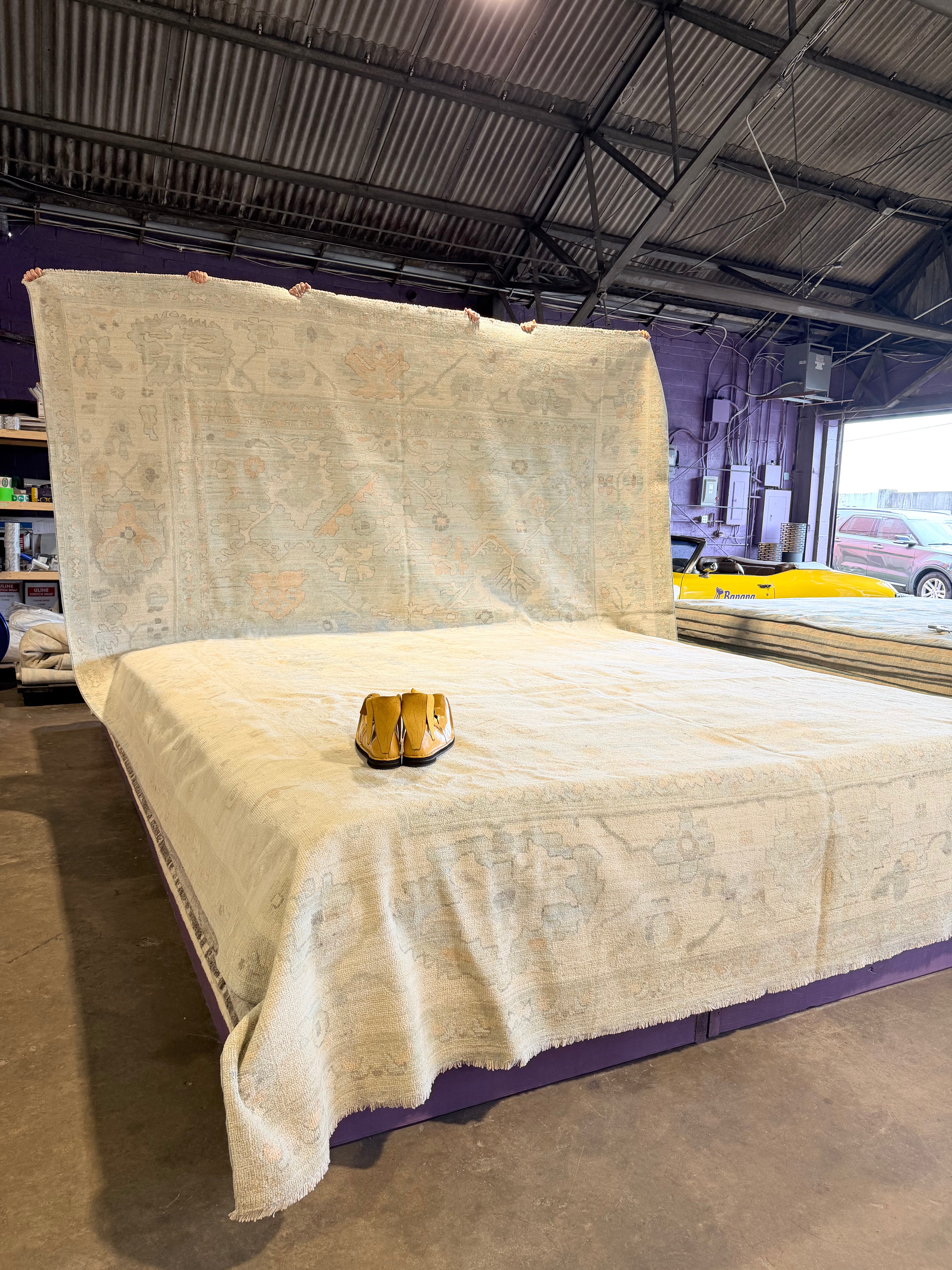 Madeleine Cox 12.2x17.8 Blue Afghani Whitewashed Oushak