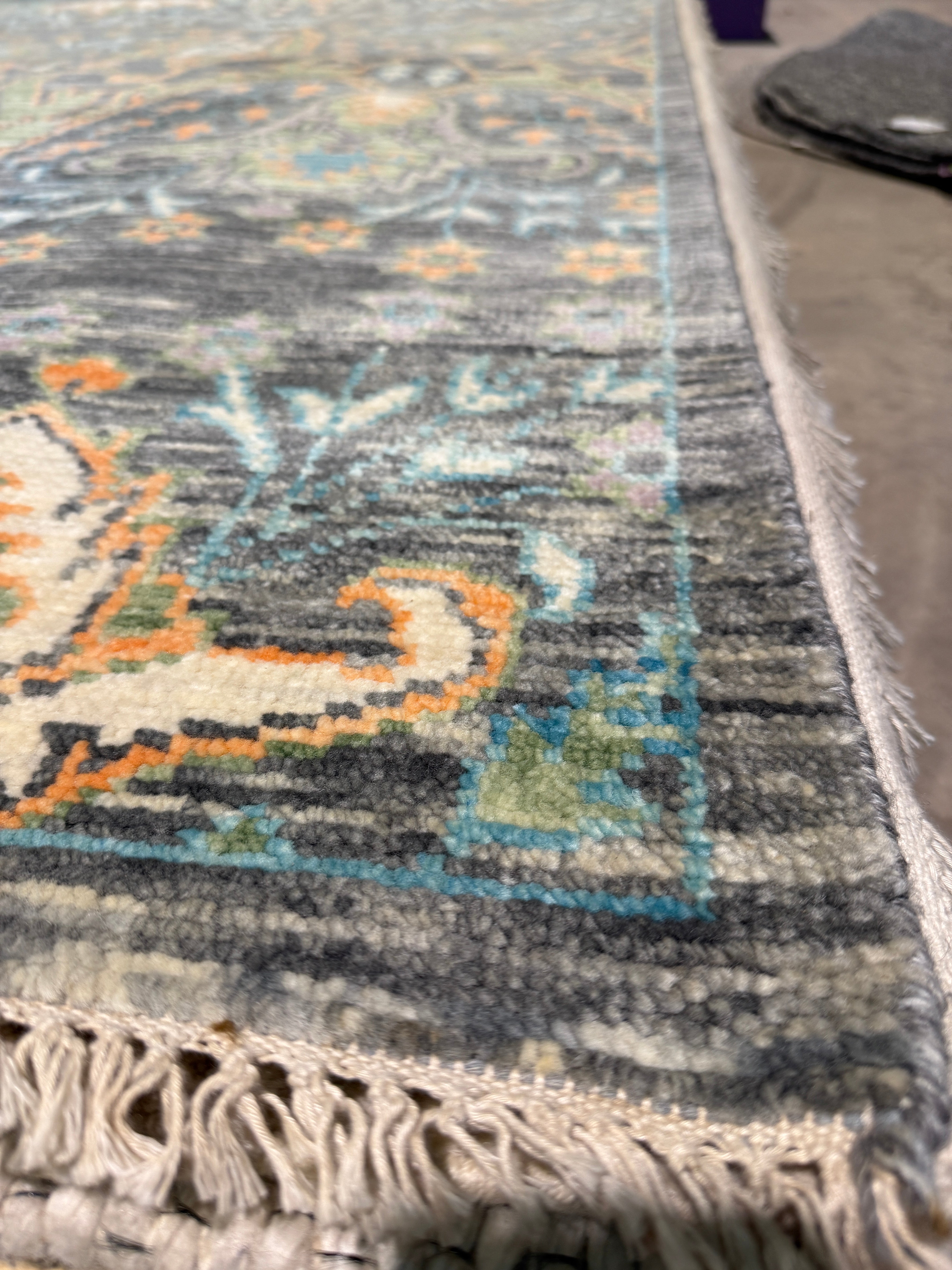 Eva/Eve 8x8 Grey and Green Hand-Knotted Oushak