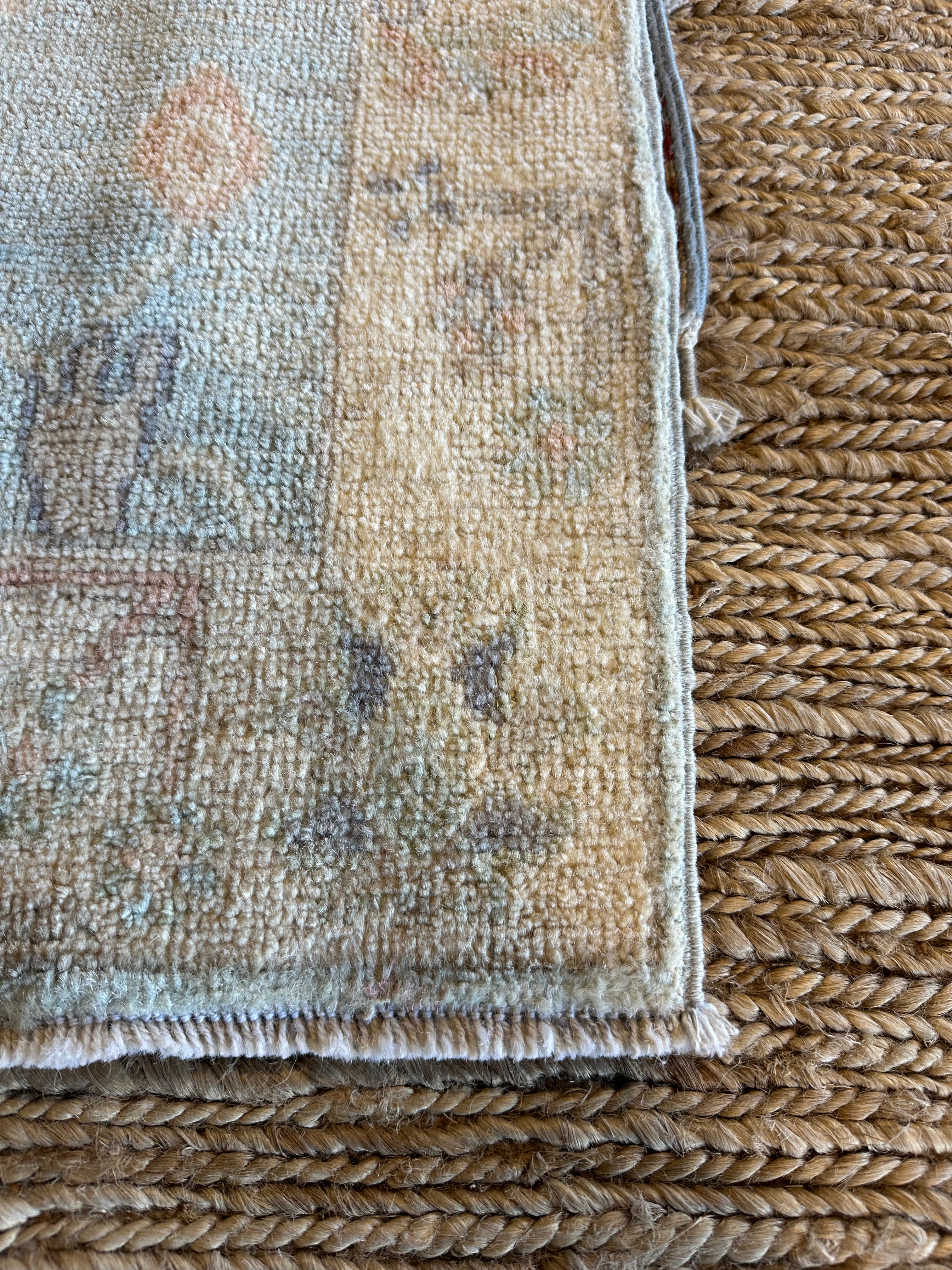 Angelina Boris 2x3 Blue Afghani Whitewashed Oushak