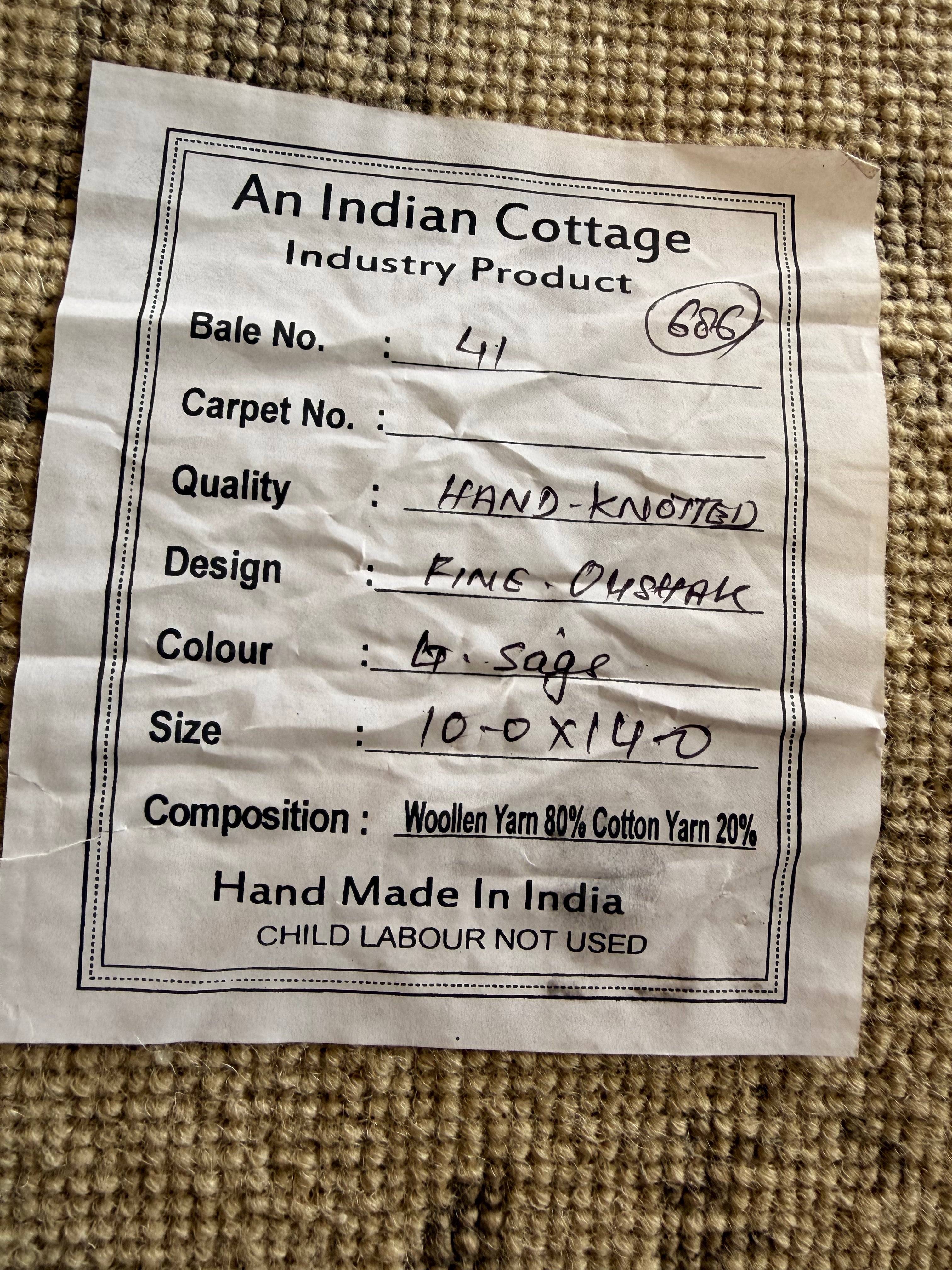 Alexandra 10x14 Grey Hand-Knotted Oushak