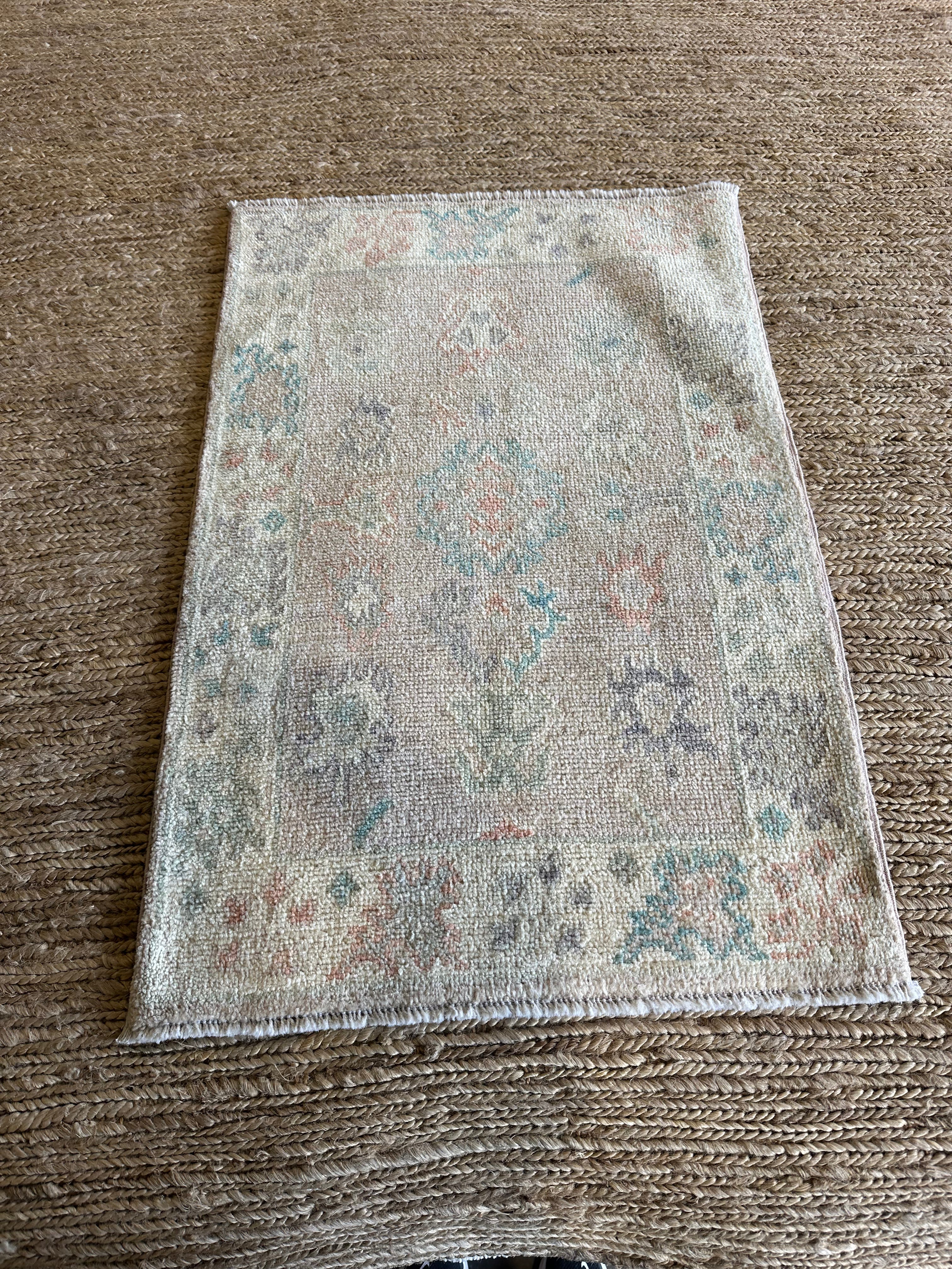 Alison C. Rosa 2x3 Pink Afghani Whitewashed Oushak