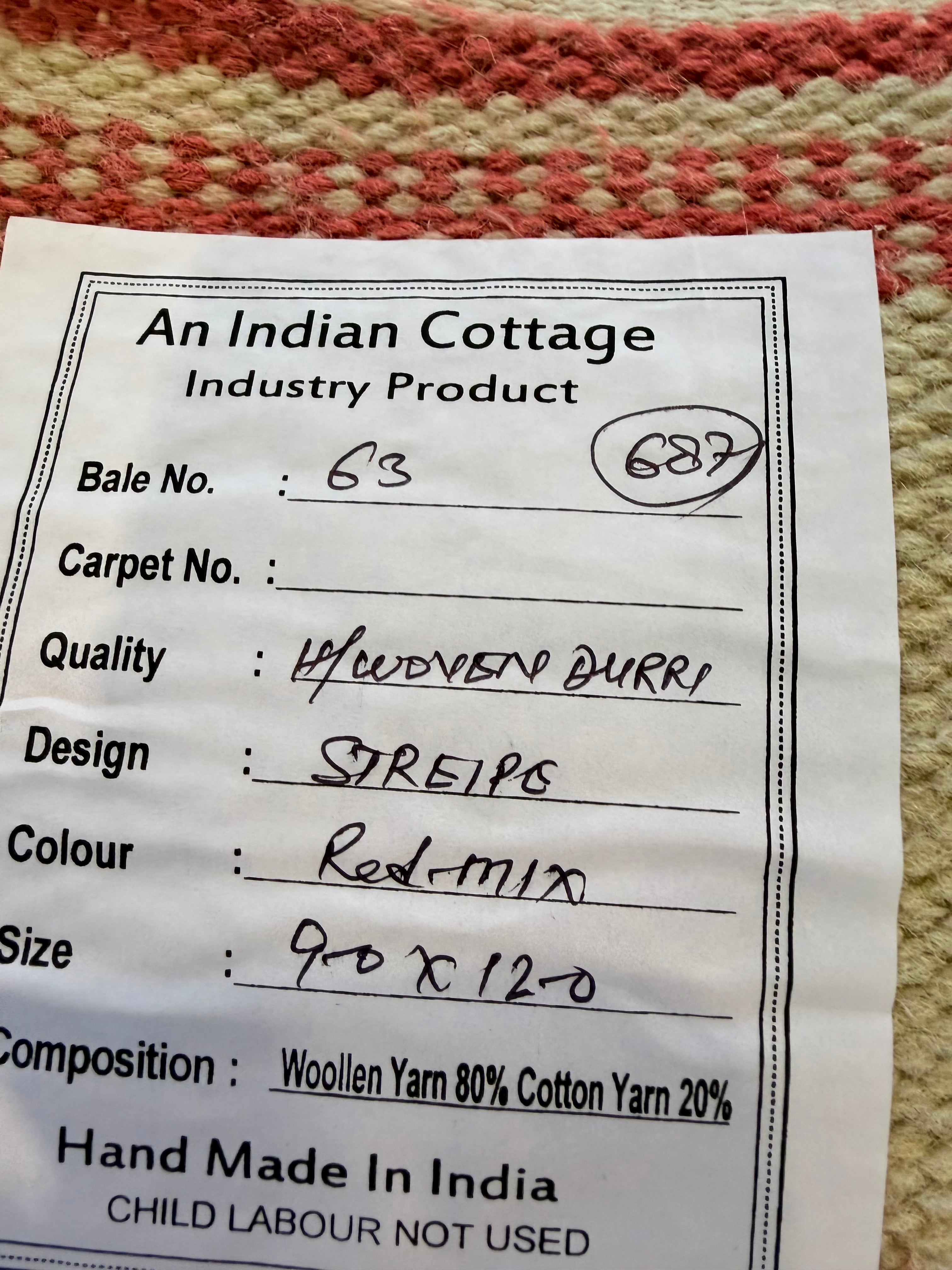 Chasen Nick 9x12 Rust Handwoven Modern Rug