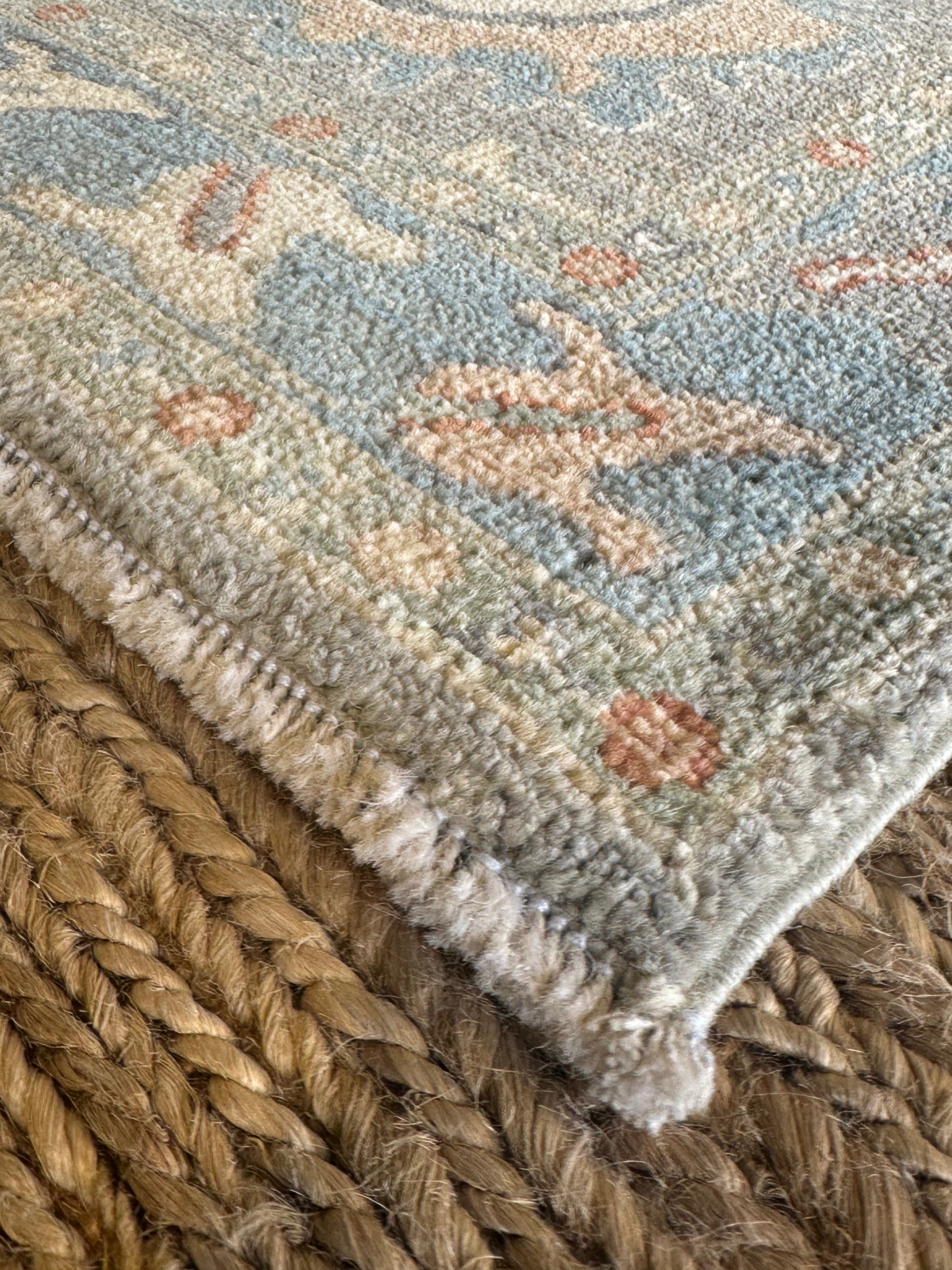 Laysla De Oliveira 2x3 Blue Afghani Whitewashed Oushak