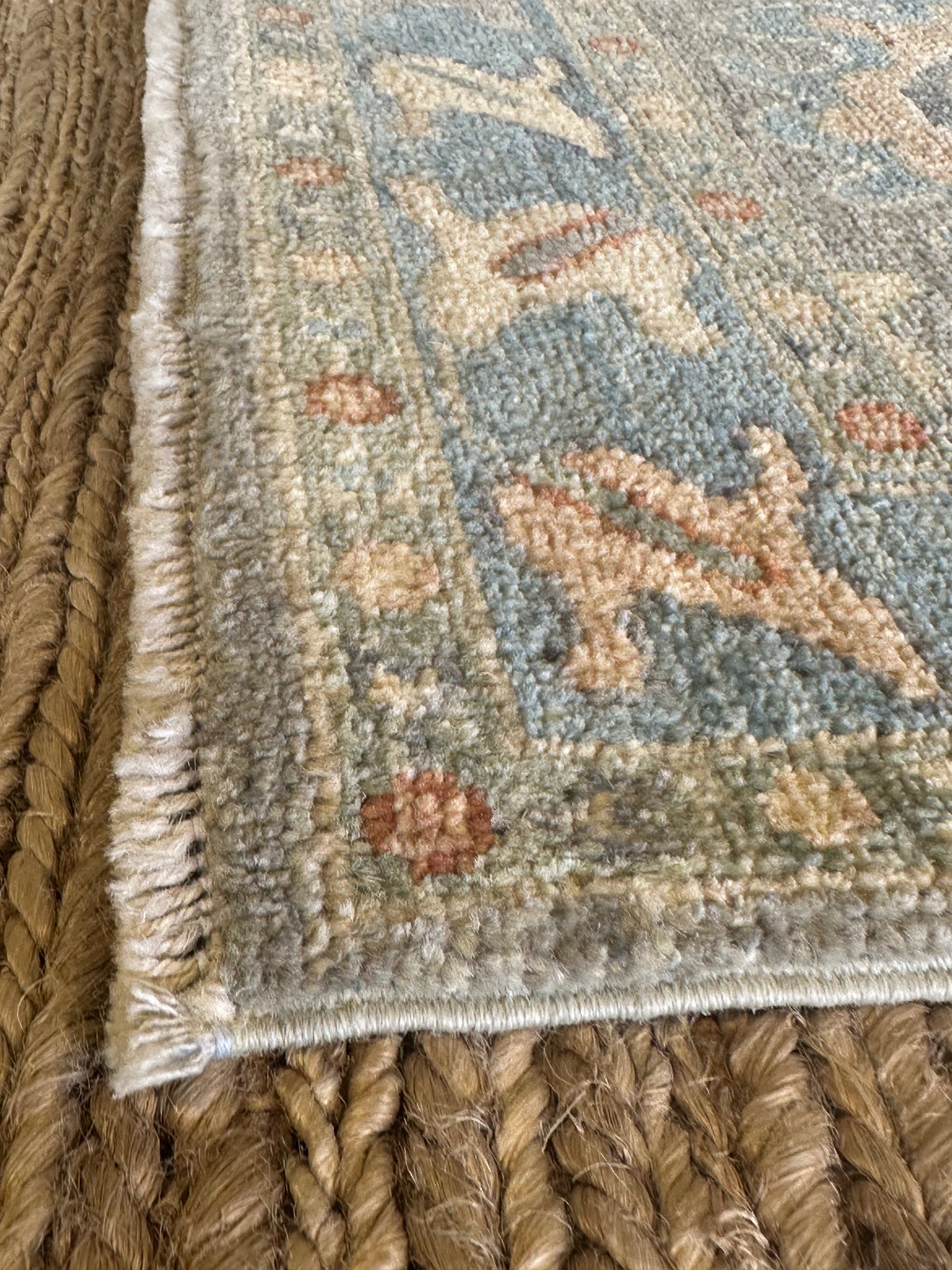 Laysla De Oliveira 2x3 Blue Afghani Whitewashed Oushak