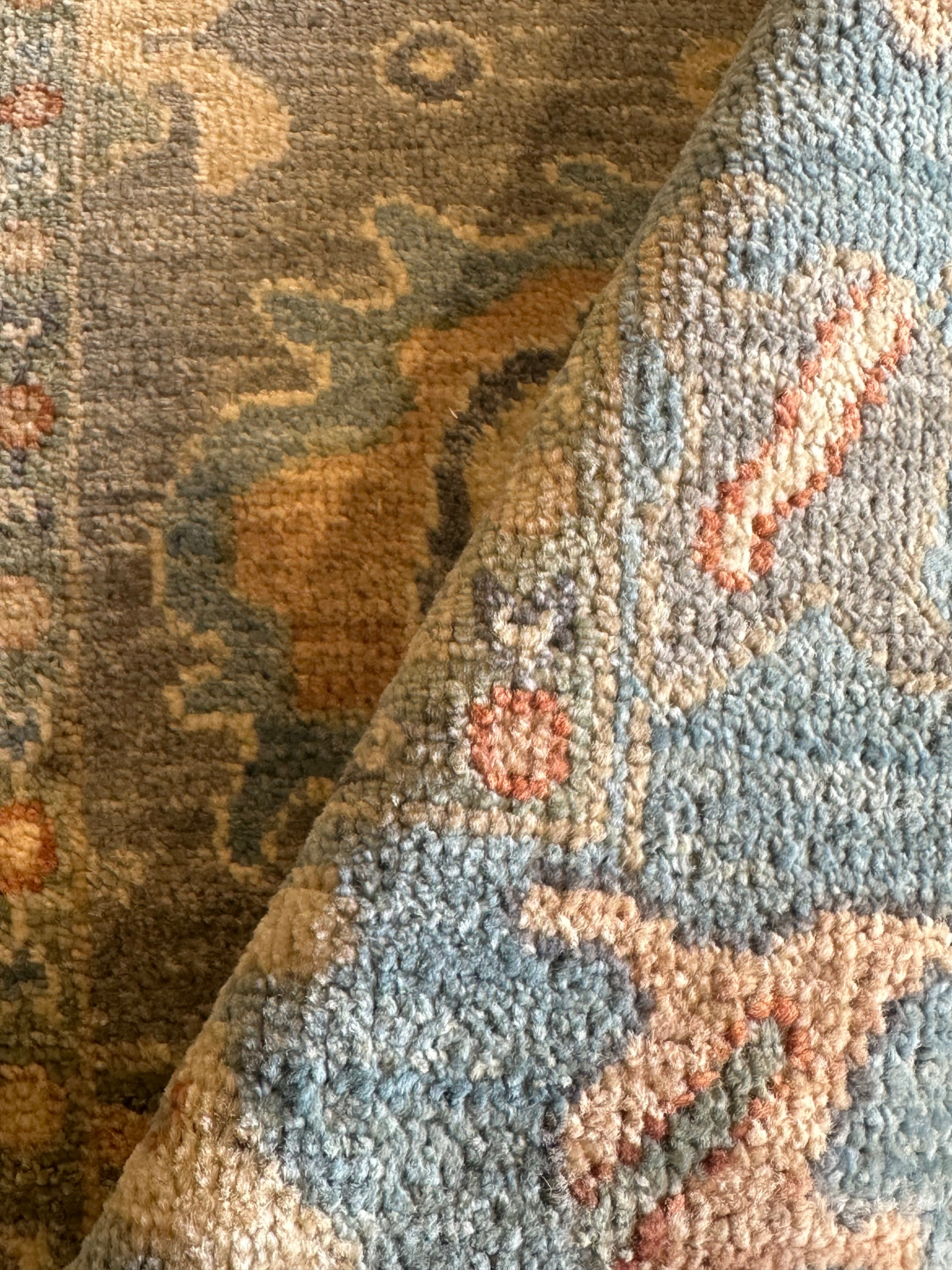 Laysla De Oliveira 2x3 Blue Afghani Whitewashed Oushak
