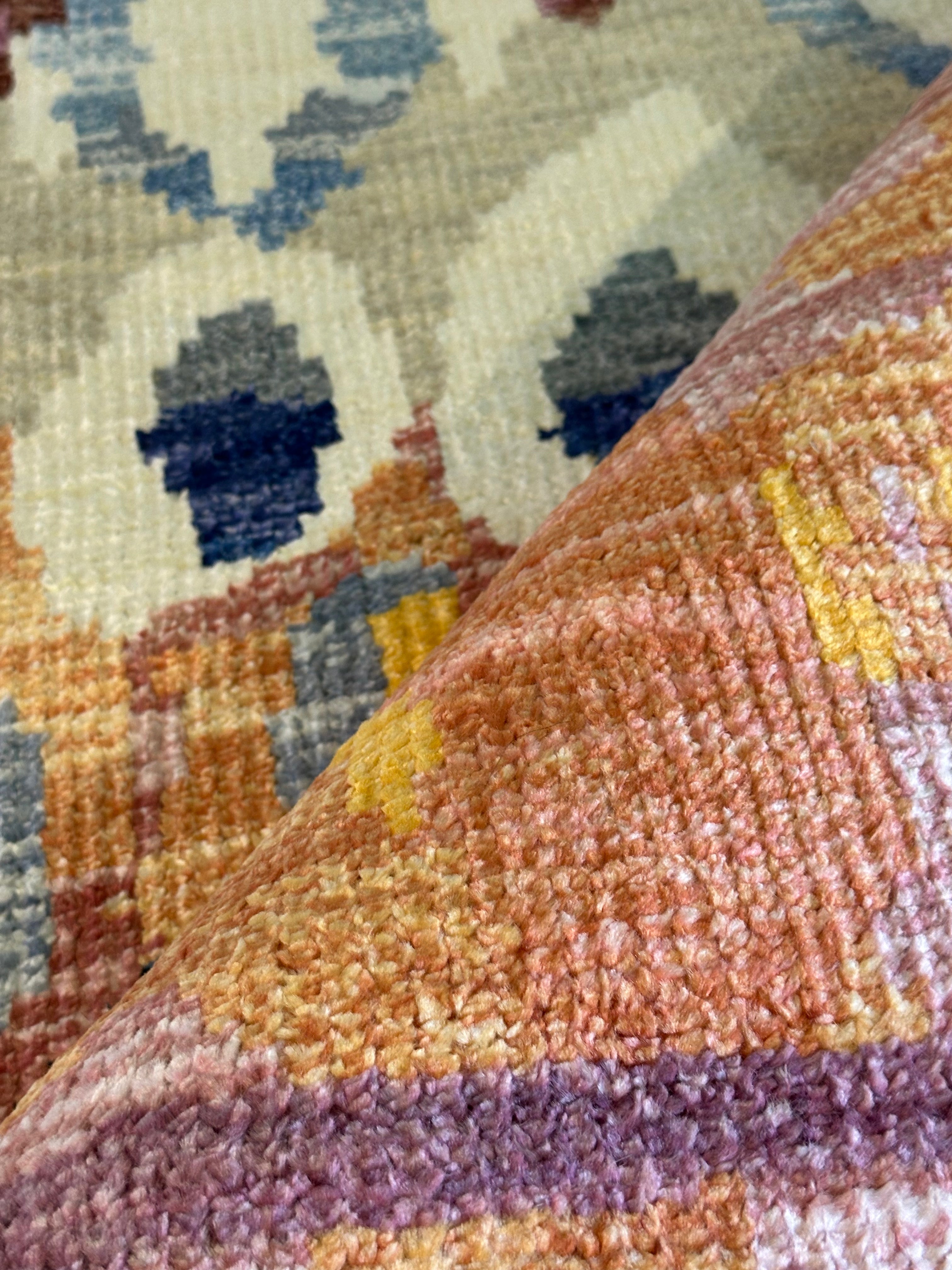 Oscar Kightley Hand-Knotted Ivory Multi-Colored Modern (Various Sizes)