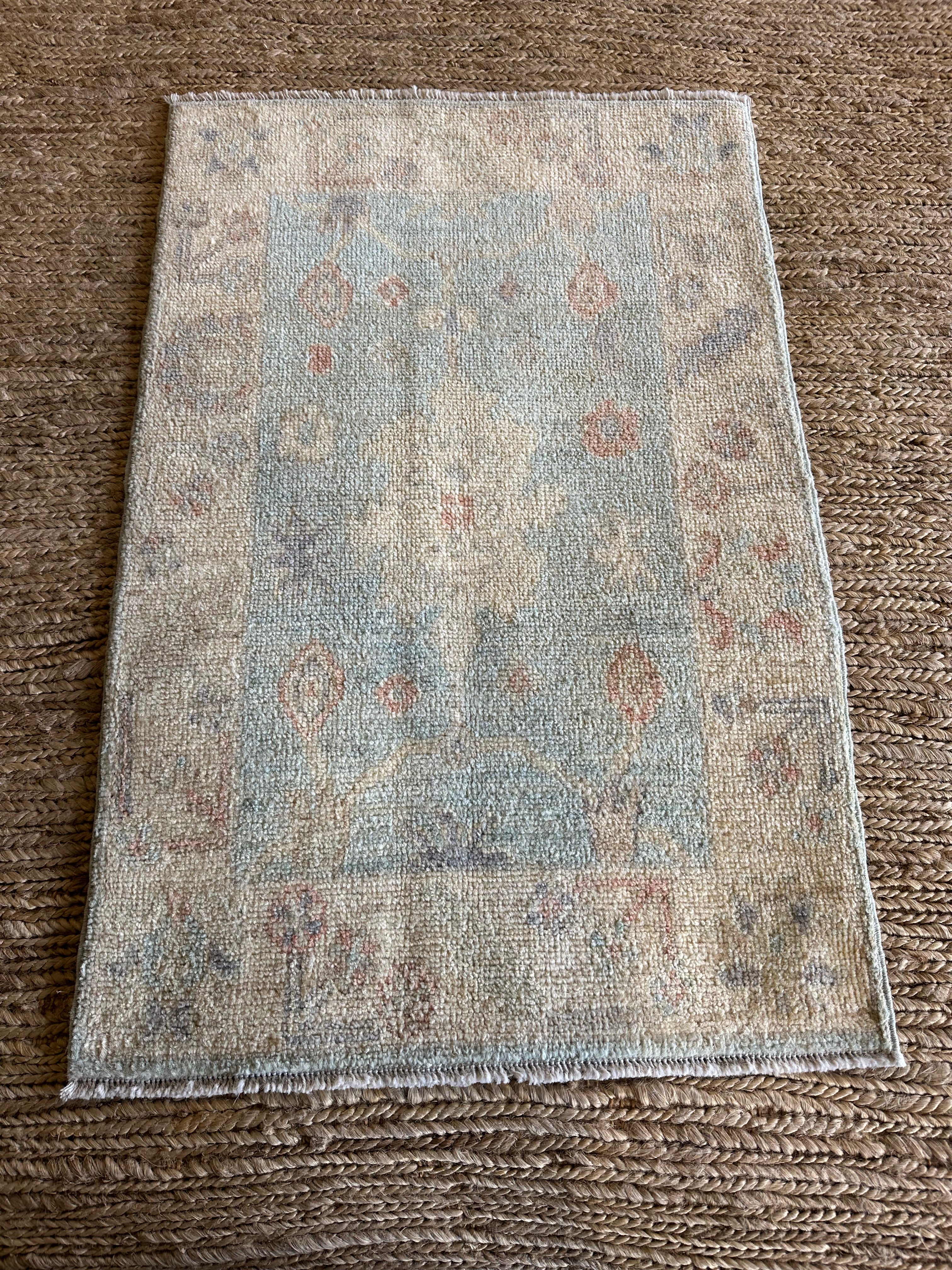 Aaliyah Amrohi 1.11x3 Blue Afghani Whitewashed Oushak