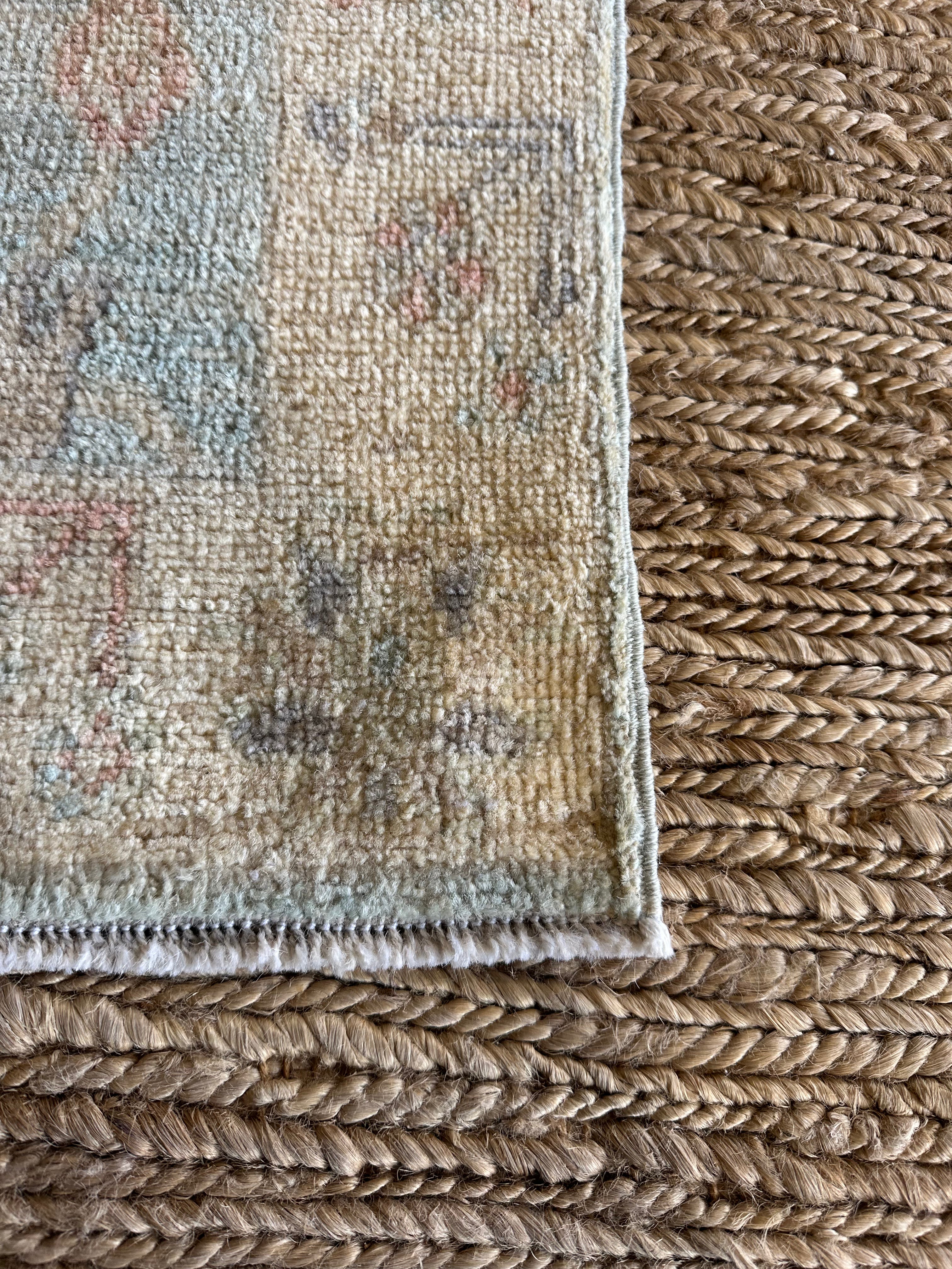Aaliyah Amrohi 1.11x3 Blue Afghani Whitewashed Oushak