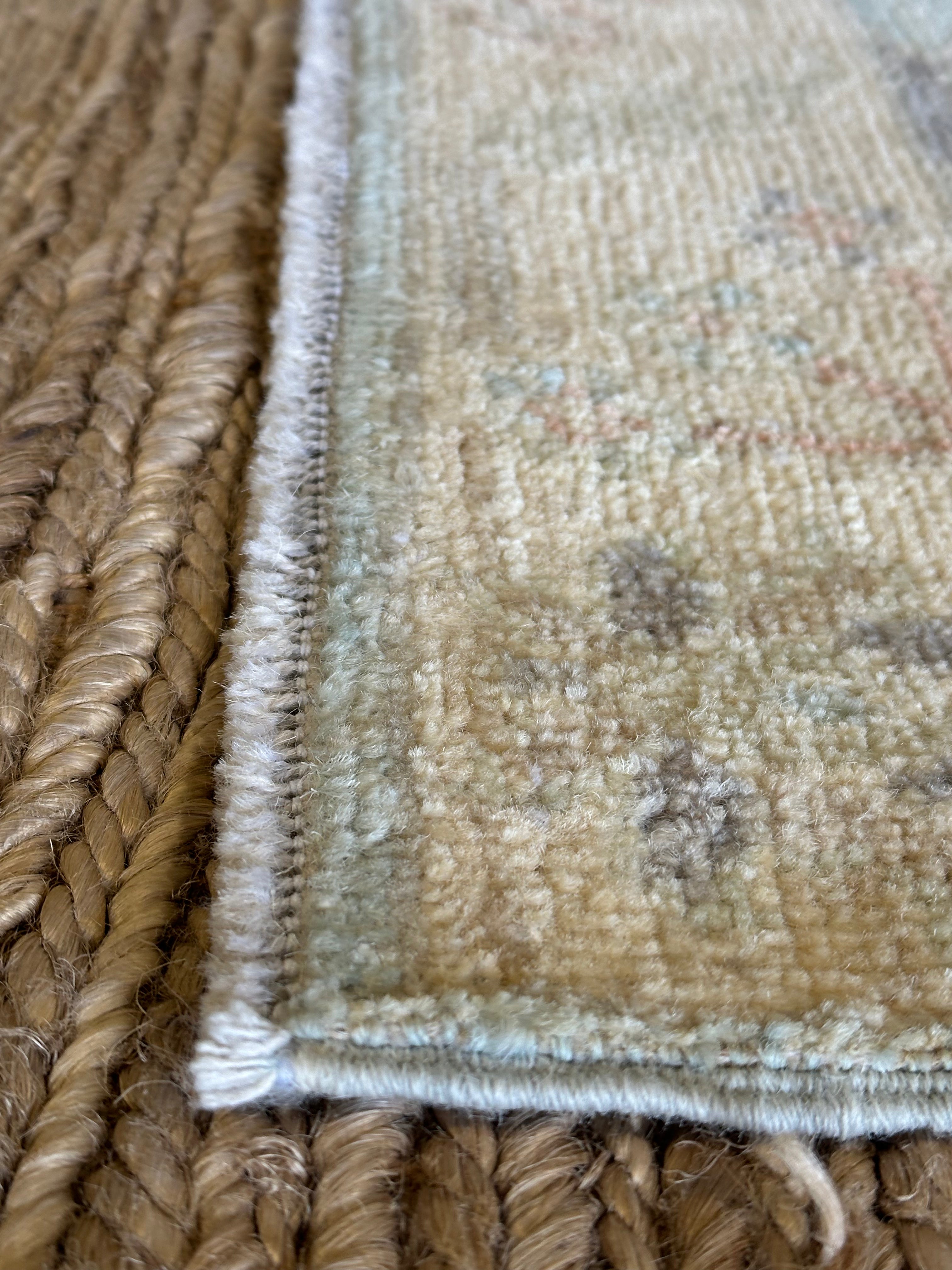 Aaliyah Amrohi 1.11x3 Blue Afghani Whitewashed Oushak