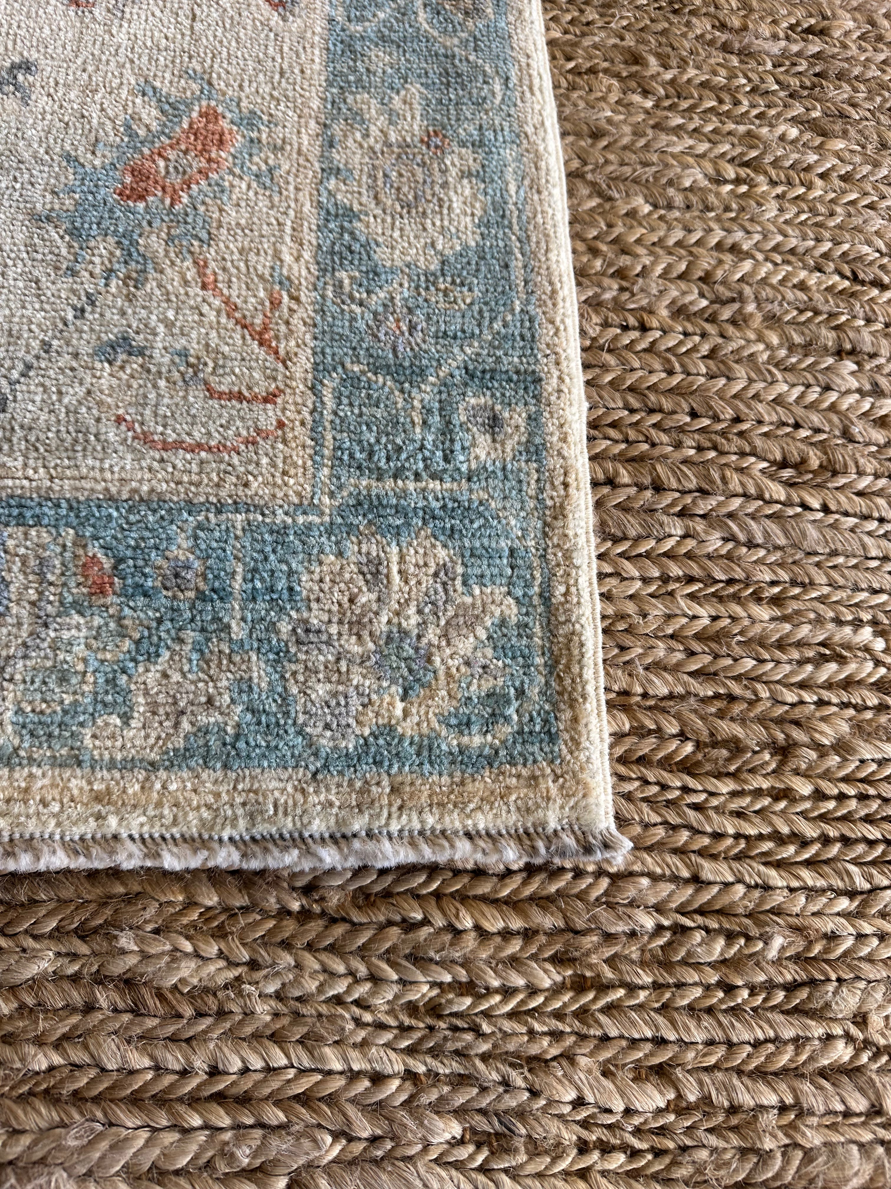 Sofie Calderon 2x3 Blue Afghani Whitewashed Oushak