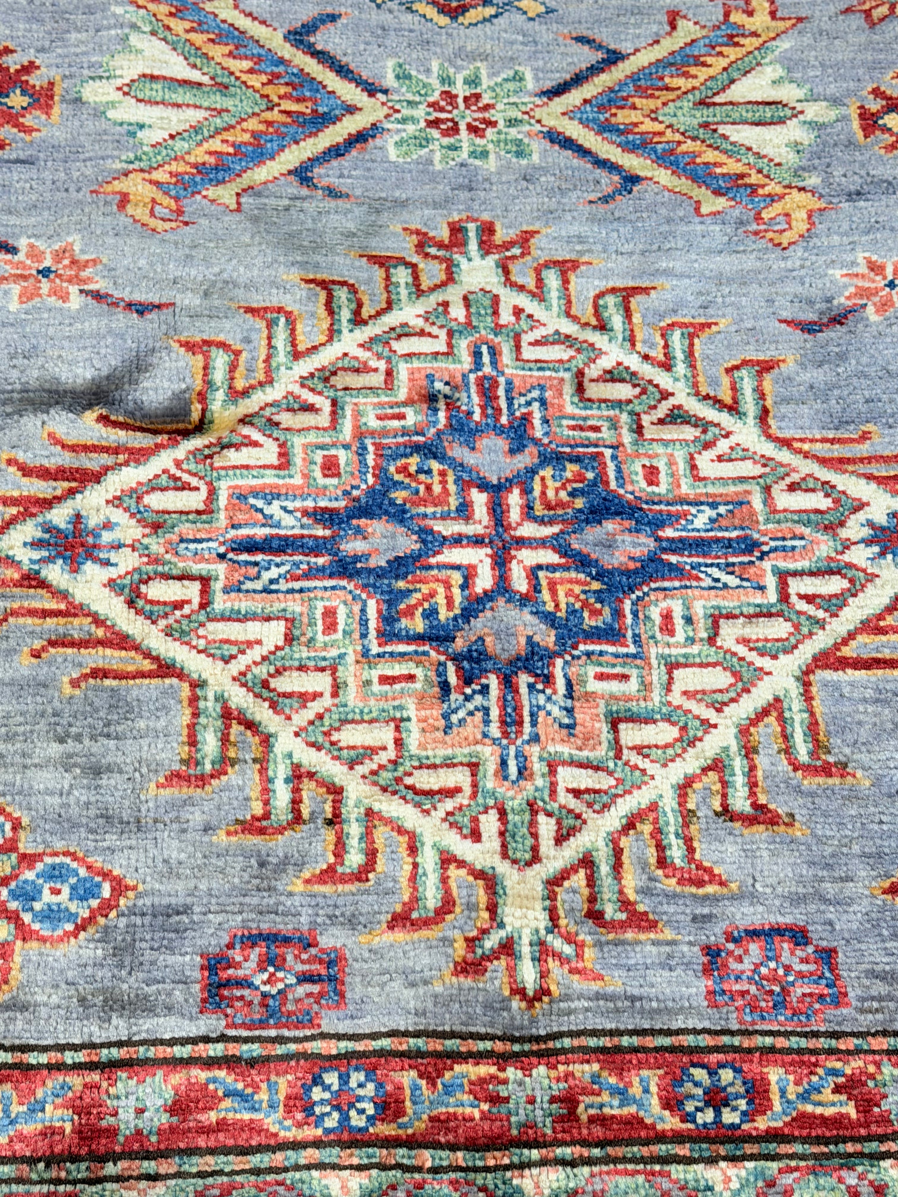 Arianna Anderson 5.8x7.10 Silver and Red Afghani Sultani Rug