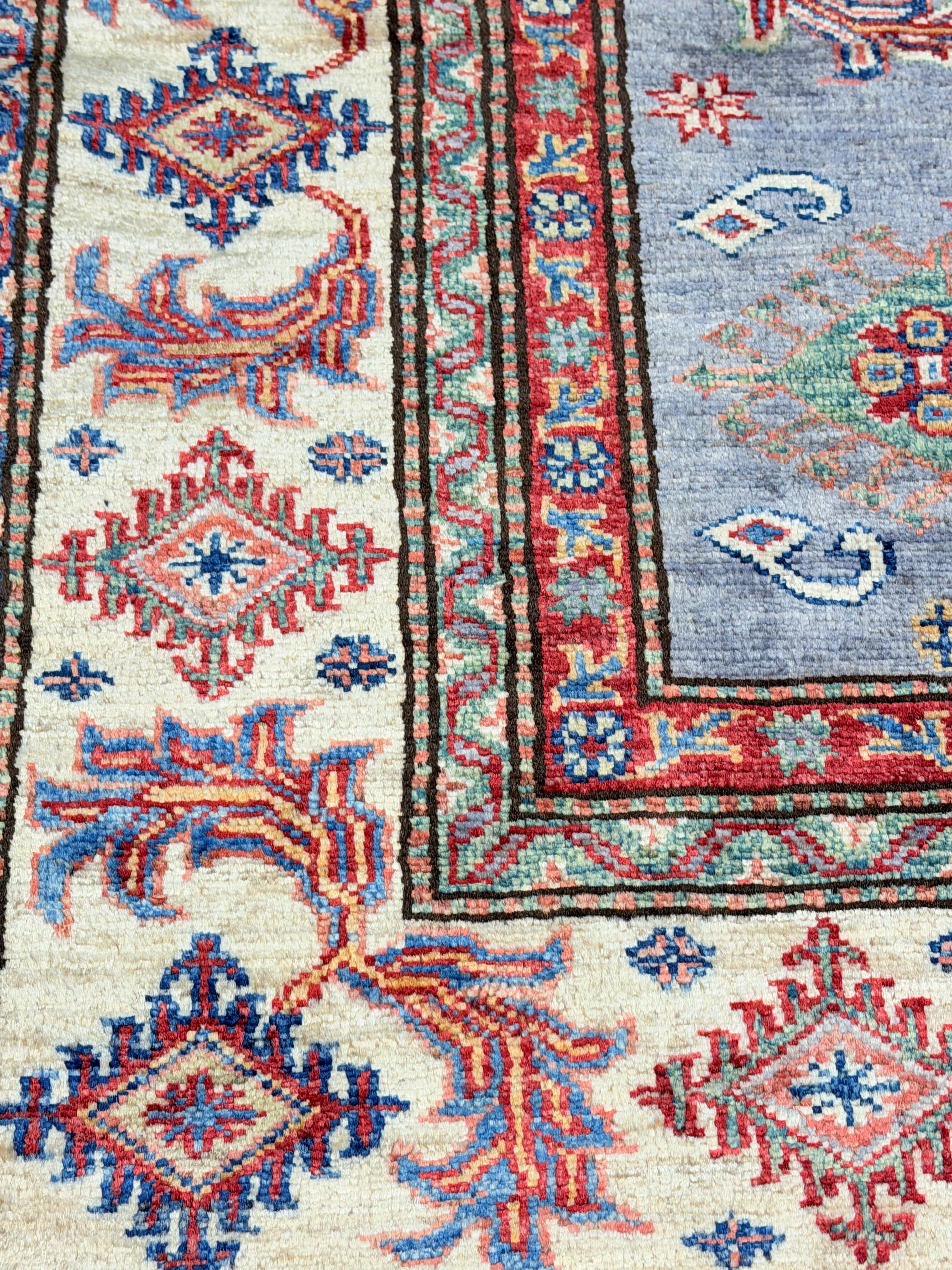 Arianna Anderson 5.8x7.10 Silver and Red Afghani Sultani Rug