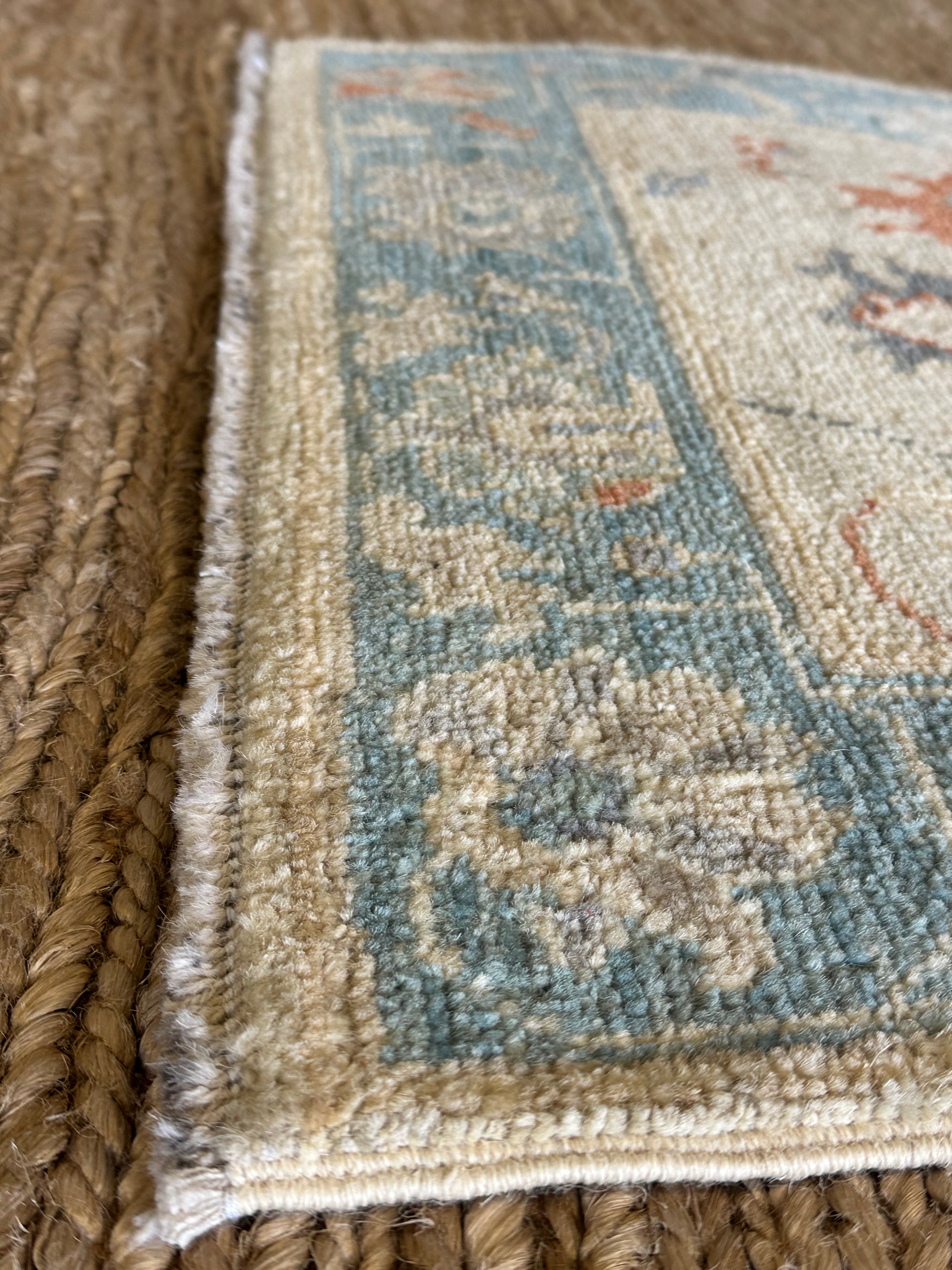 Sofie Calderon 2x3 Blue Afghani Whitewashed Oushak