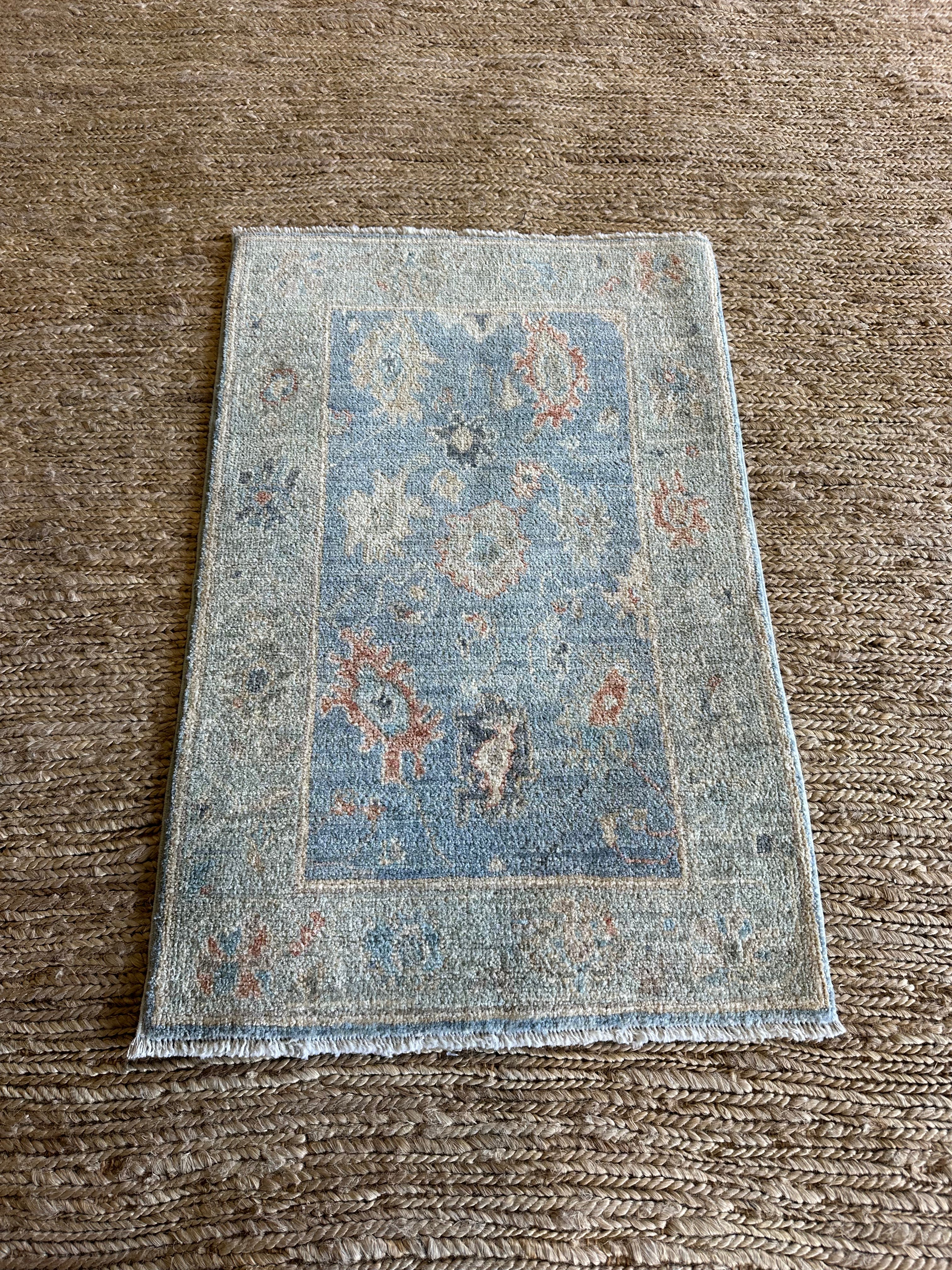 Charisma J. Sieras 2x3.1 Blue Afghani Whitewashed Oushak