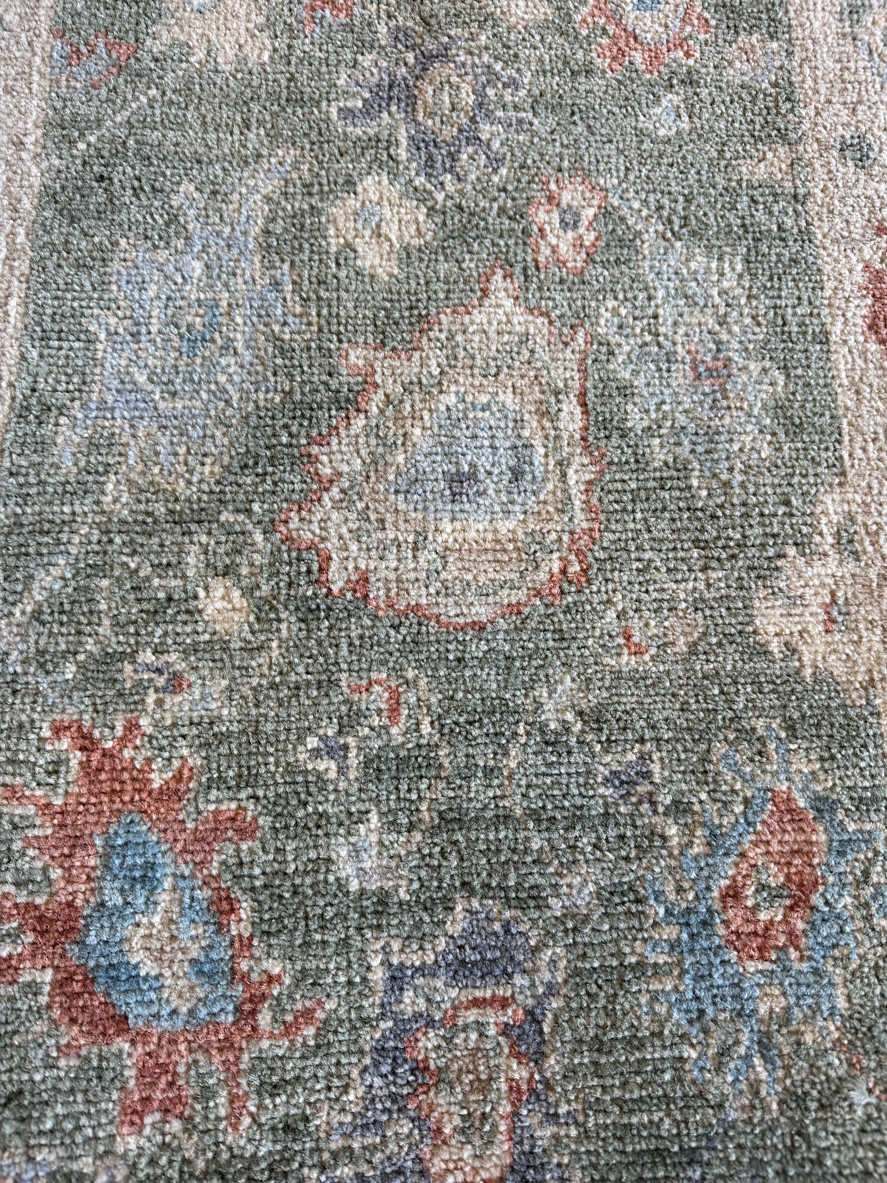 Mary Prendergast 2x3 Green Afghani Whitewashed Oushak