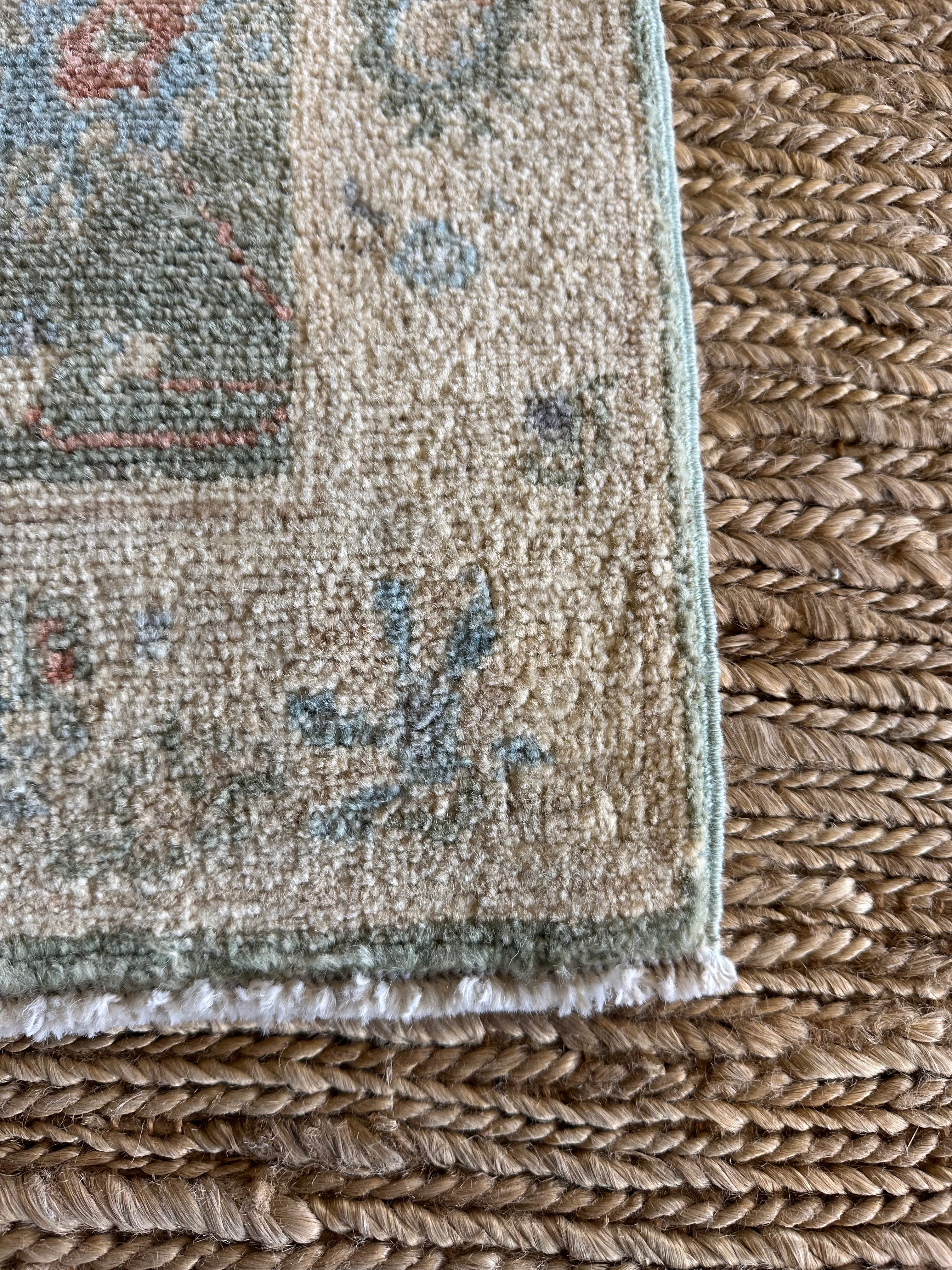 Mary Prendergast 2x3 Green Afghani Whitewashed Oushak