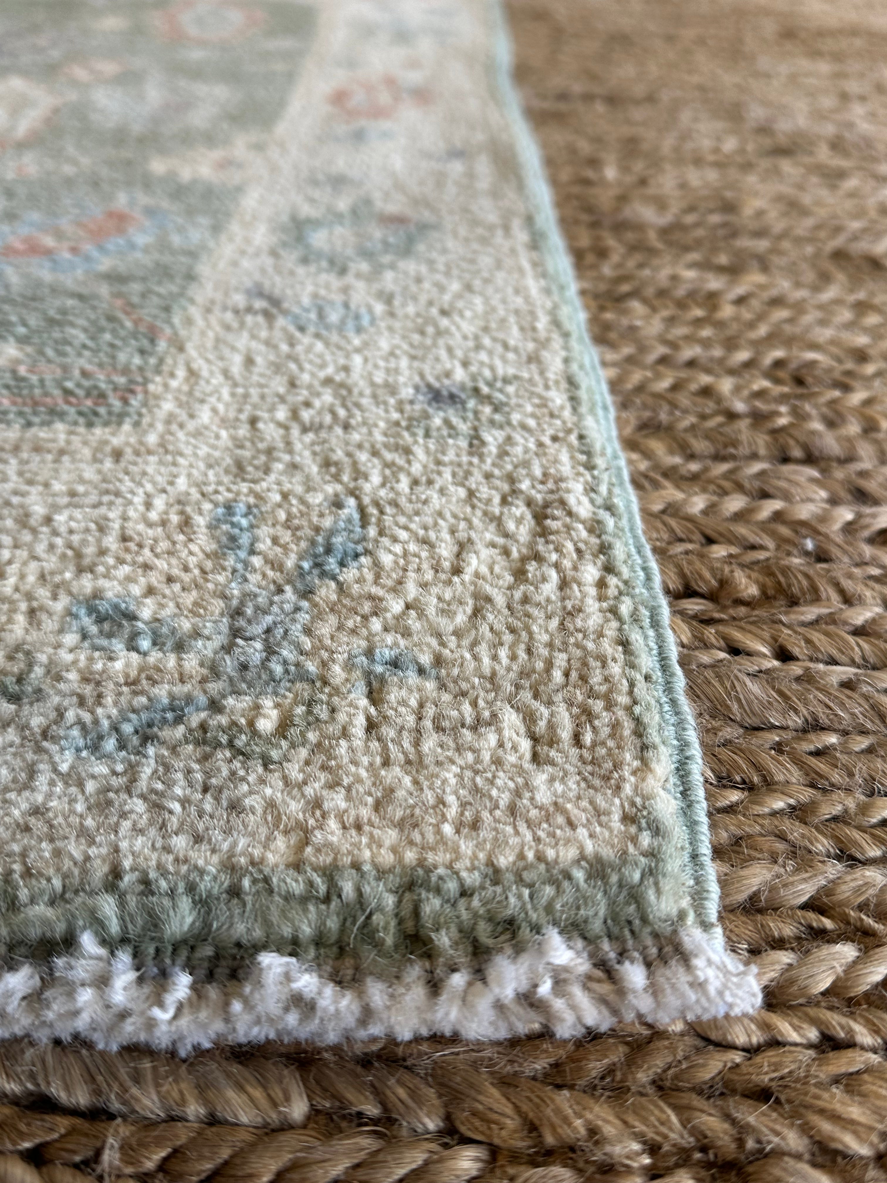 Mary Prendergast 2x3 Green Afghani Whitewashed Oushak