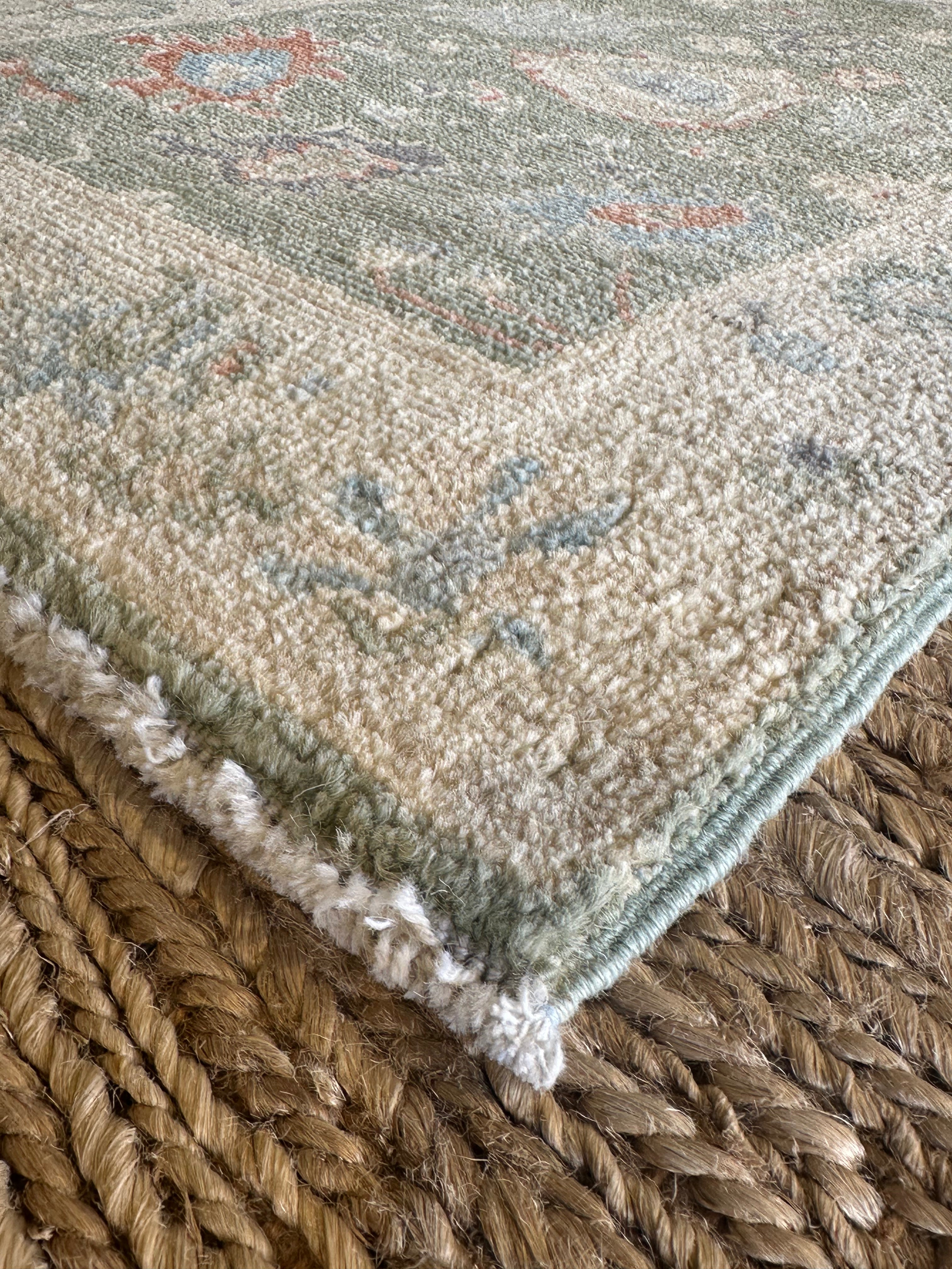 Mary Prendergast 2x3 Green Afghani Whitewashed Oushak