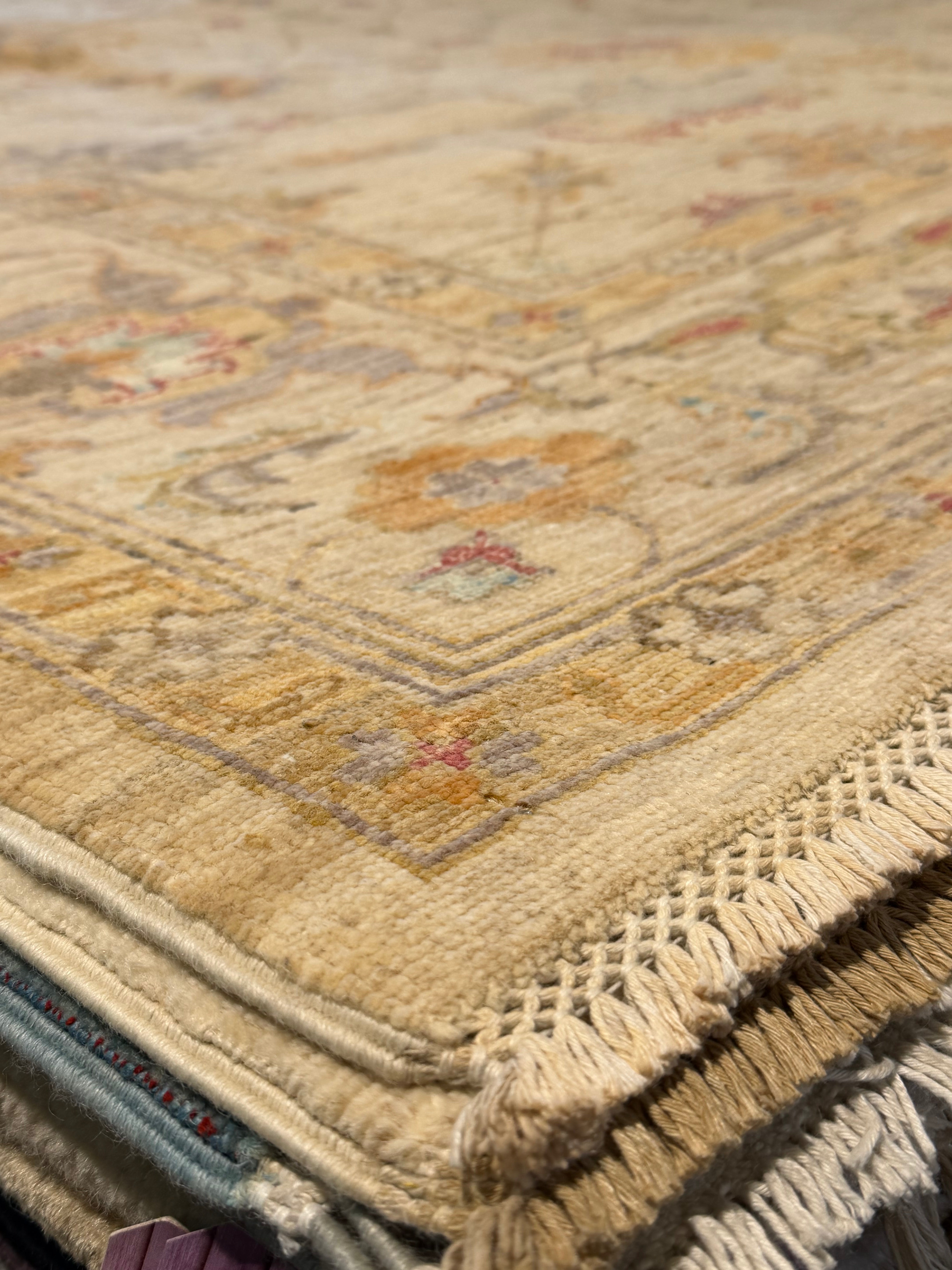 Amanda Cronin 5.11x7.9 Beige and Yellow  Afghani Ziegler Rug