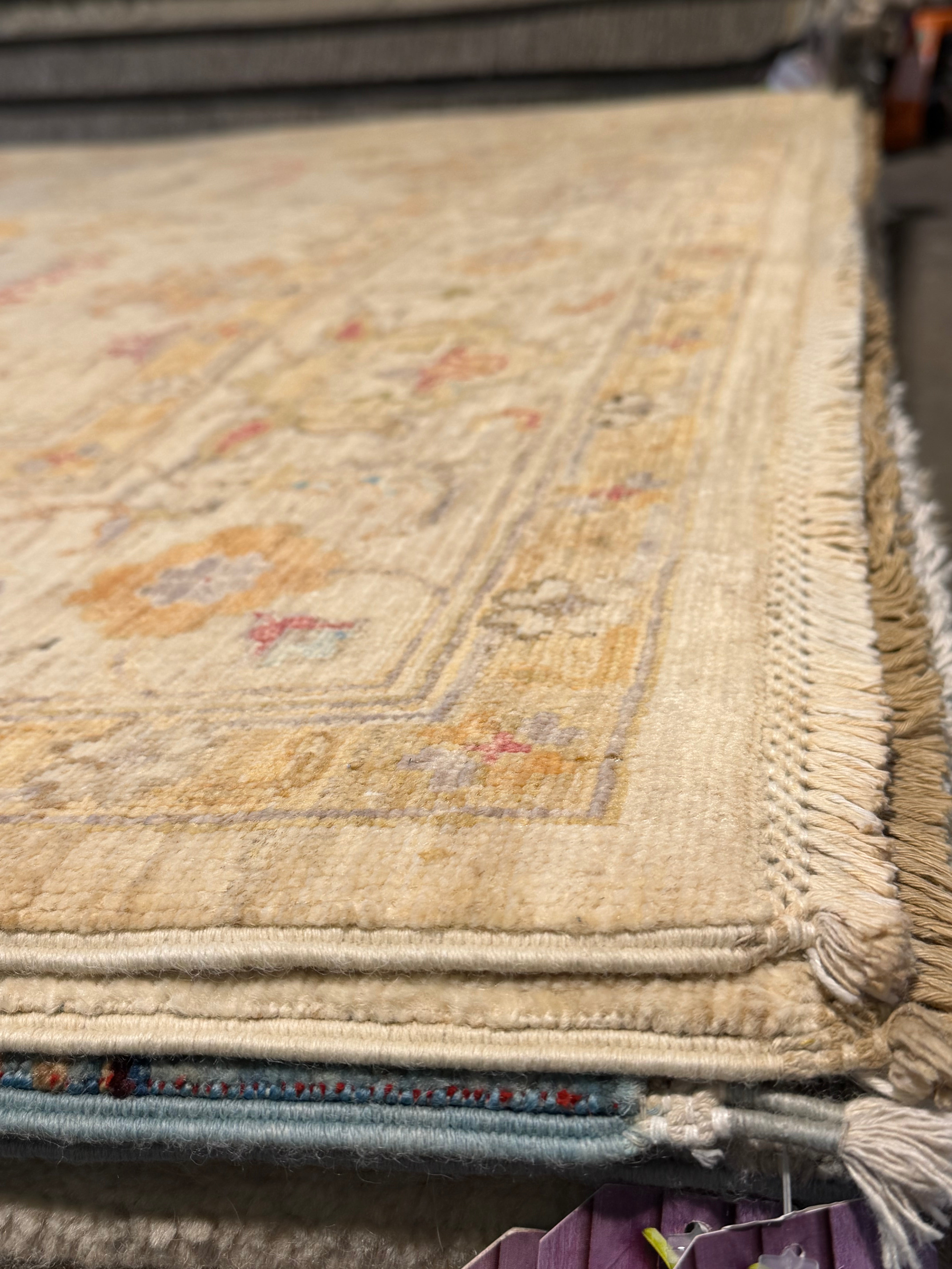 Amanda Cronin 5.11x7.9 Beige and Yellow  Afghani Ziegler Rug