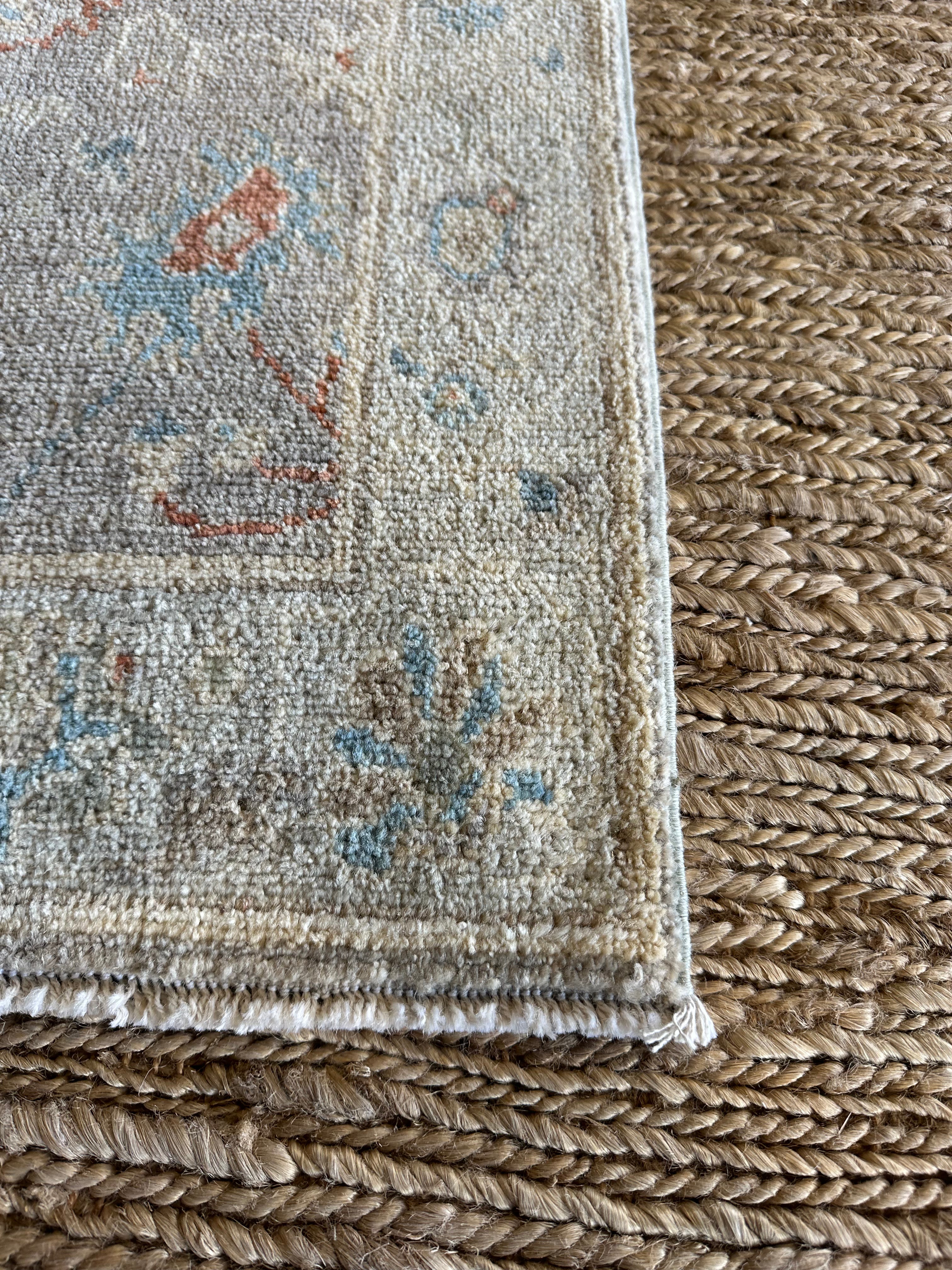Stephanie Nur 2x3 Blue Afghani Whitewashed Oushak