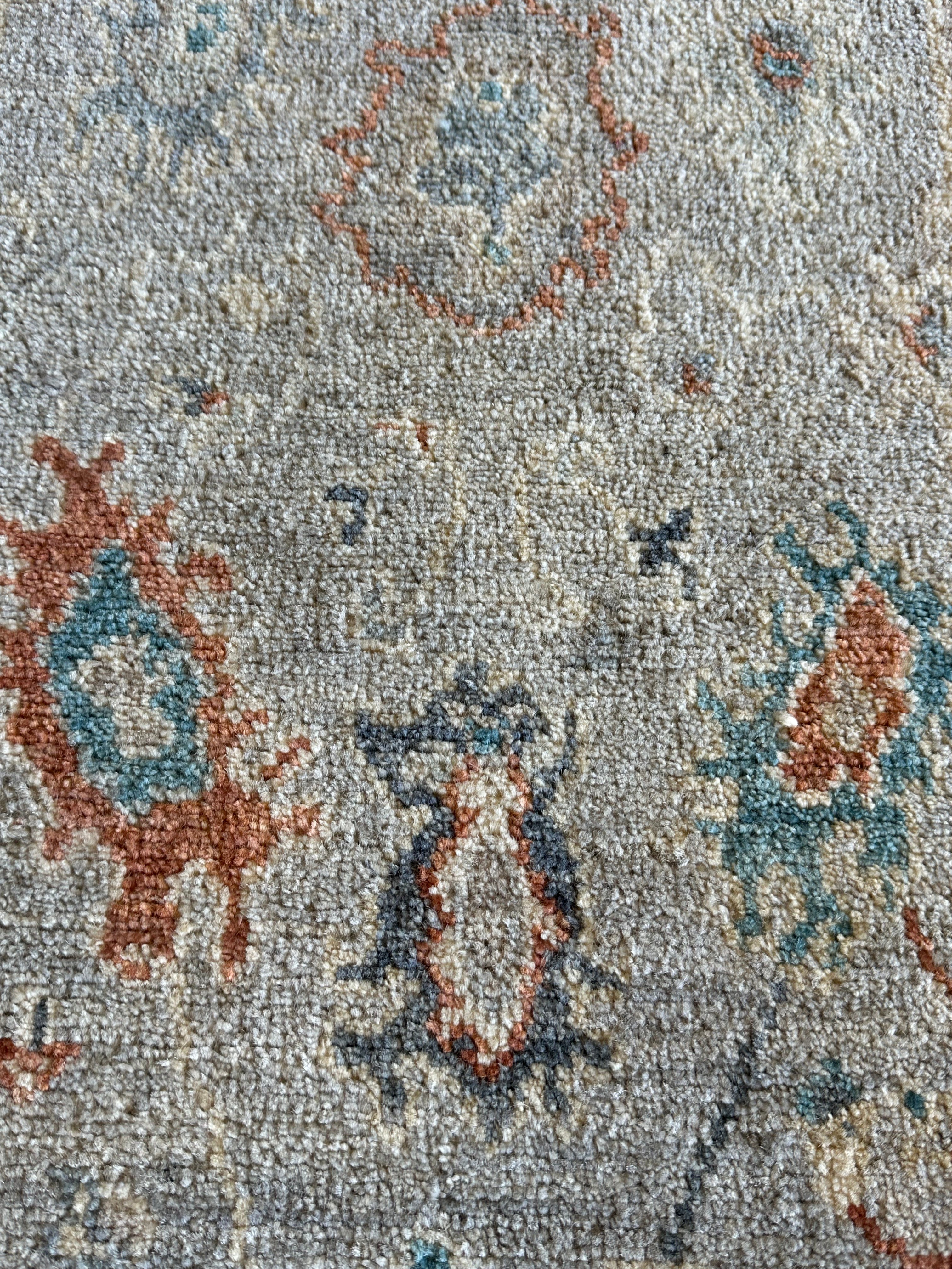 Cisely Saldaña 1.10x3.11 Blue Afghani Whitewashed Oushak