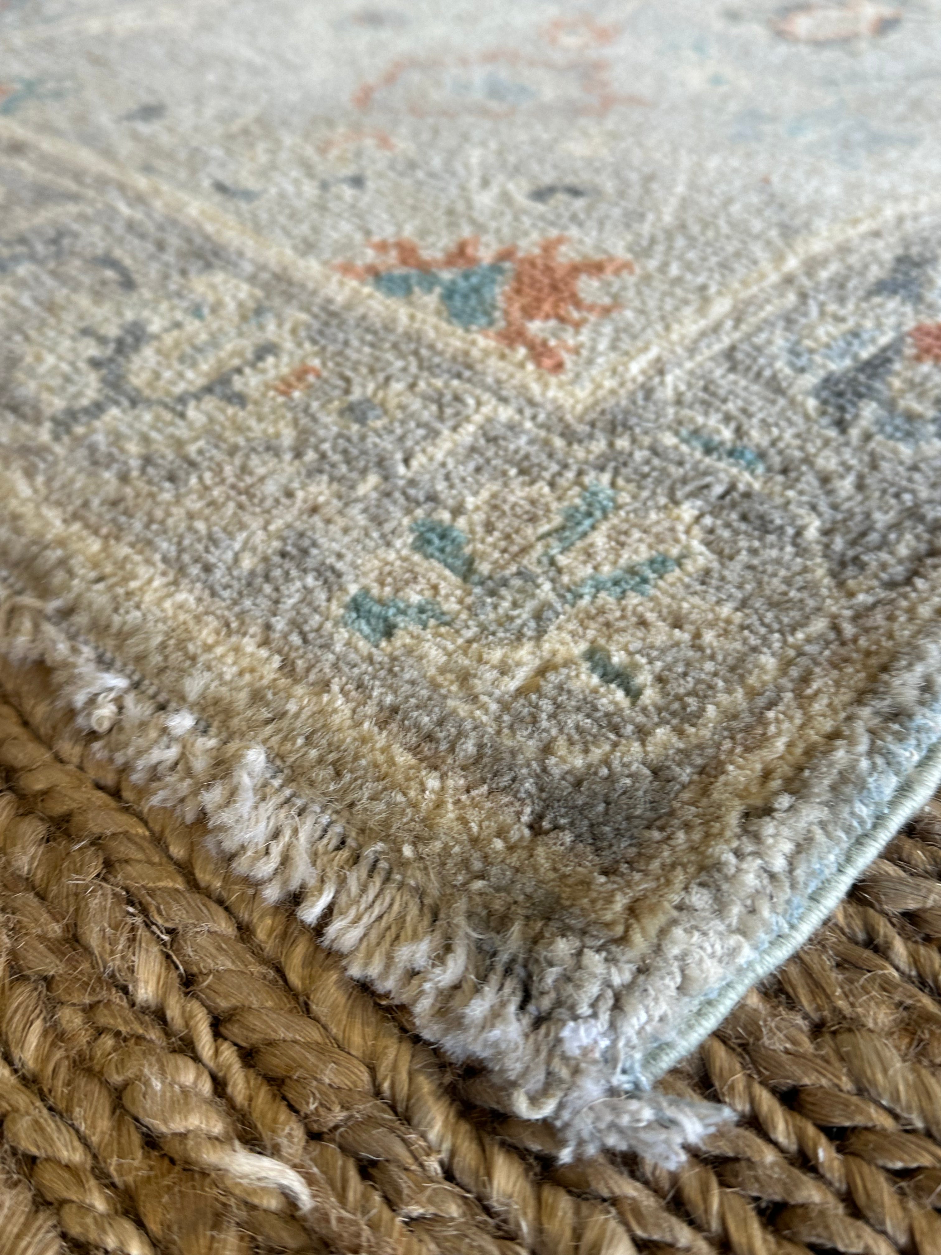 Cisely Saldaña 1.10x3.11 Blue Afghani Whitewashed Oushak