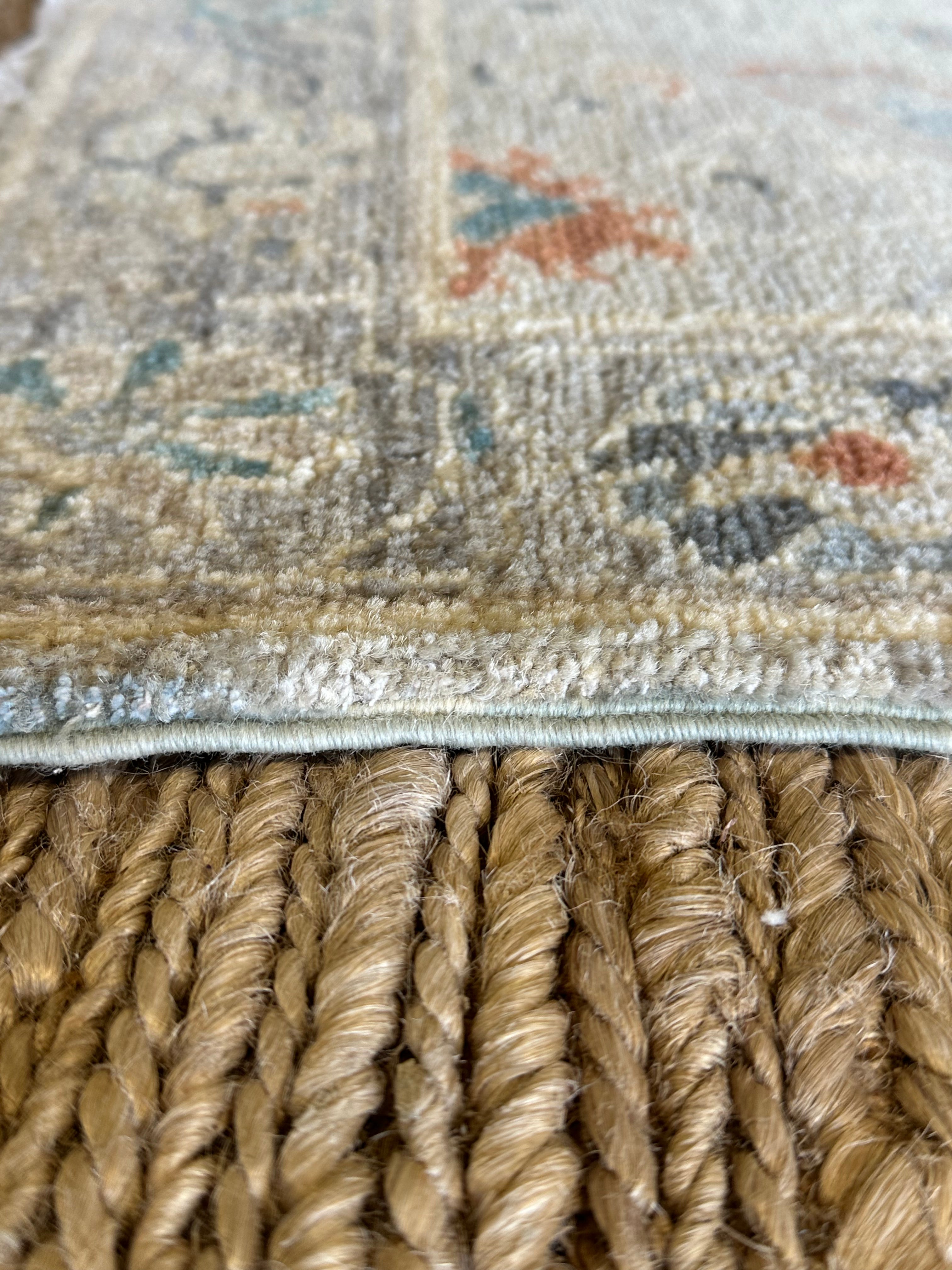 Cisely Saldaña 1.10x3.11 Blue Afghani Whitewashed Oushak