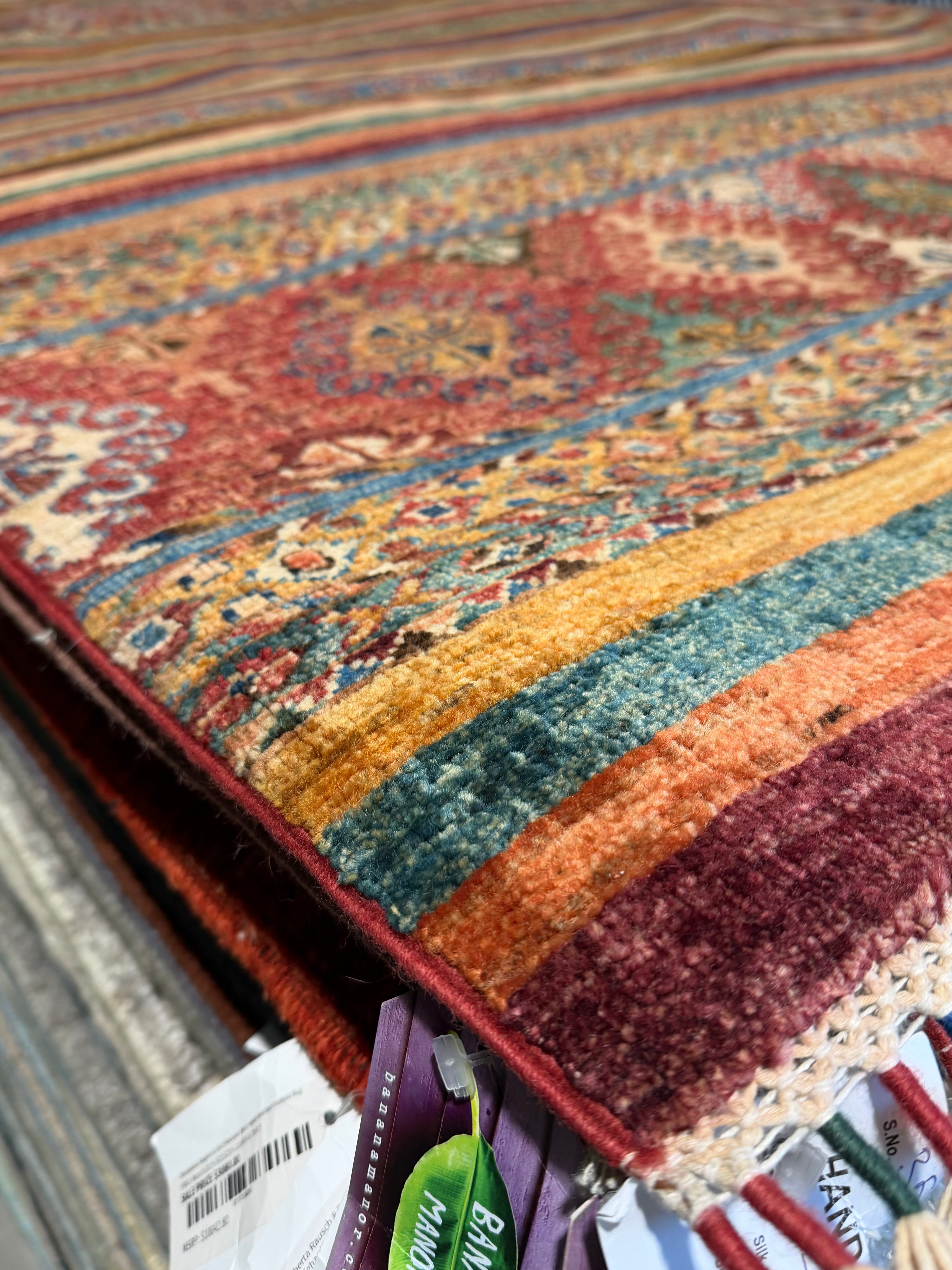 Kelly Carmichael 6.9x9.3 Orange Afghani Khorjin Rug