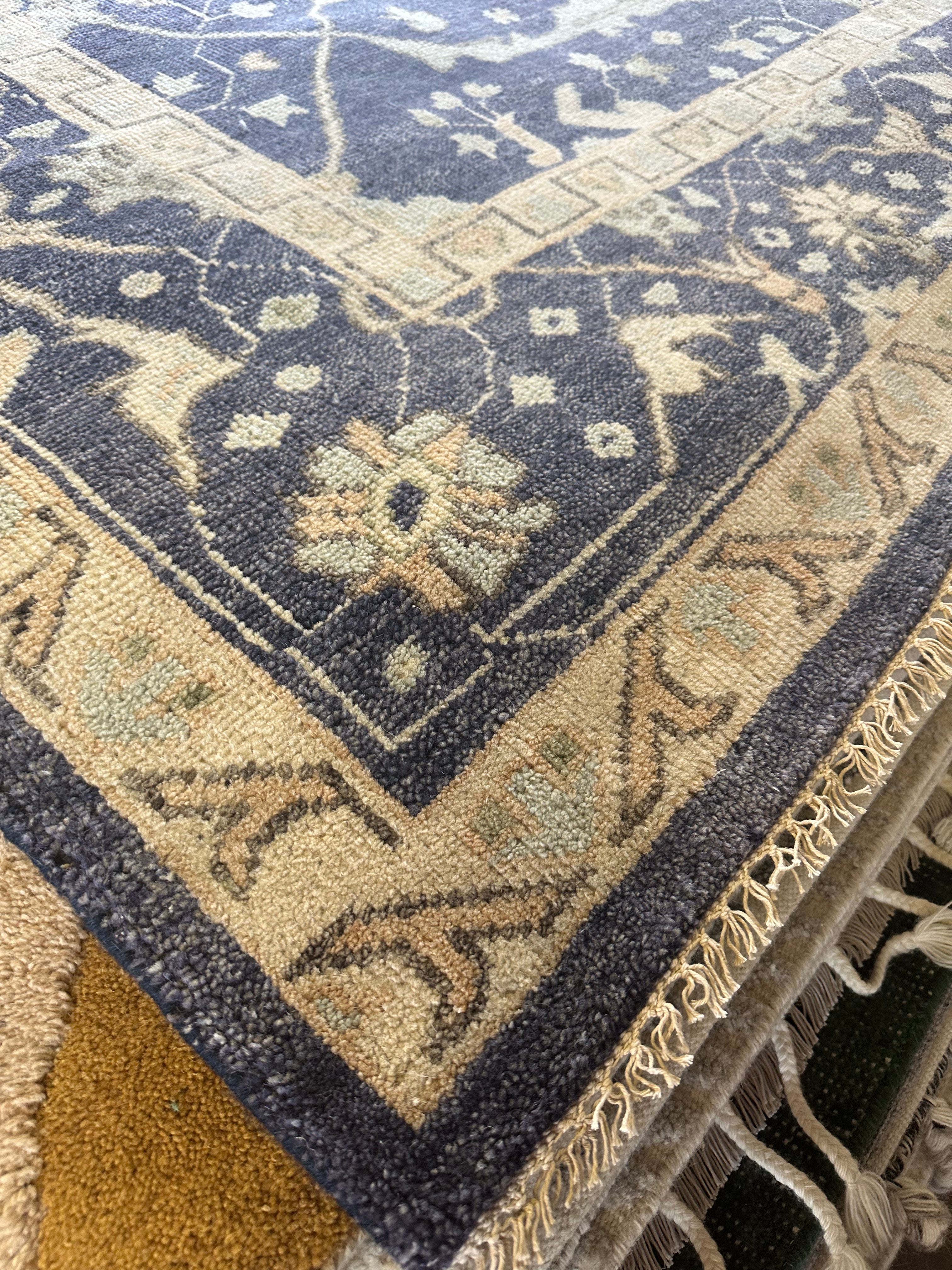 Katie Ridder 8.9x11.9 Blue Hand-Knotted Oushak Rug