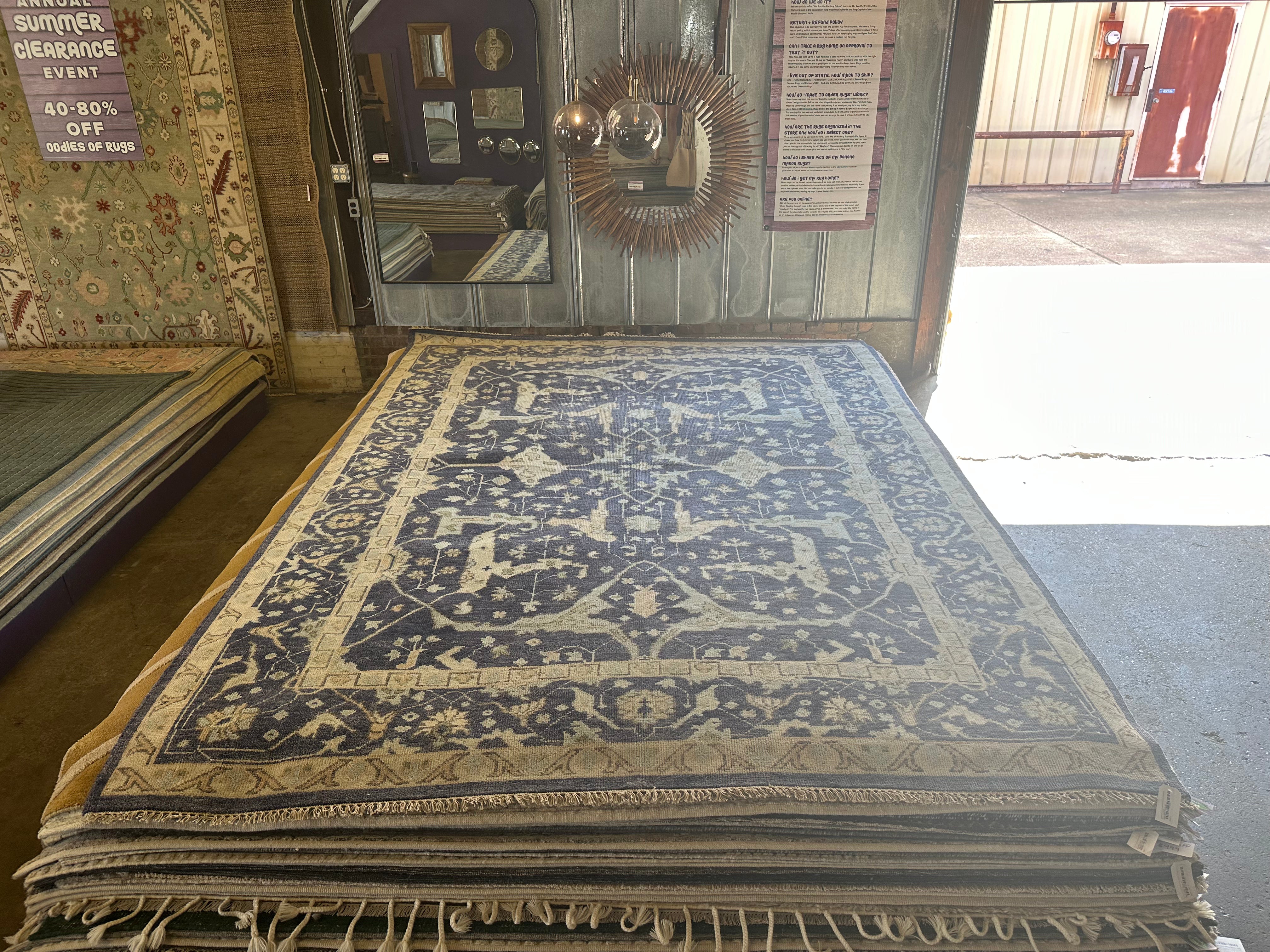Katie Ridder 8.9x11.9 Blue Hand-Knotted Oushak Rug