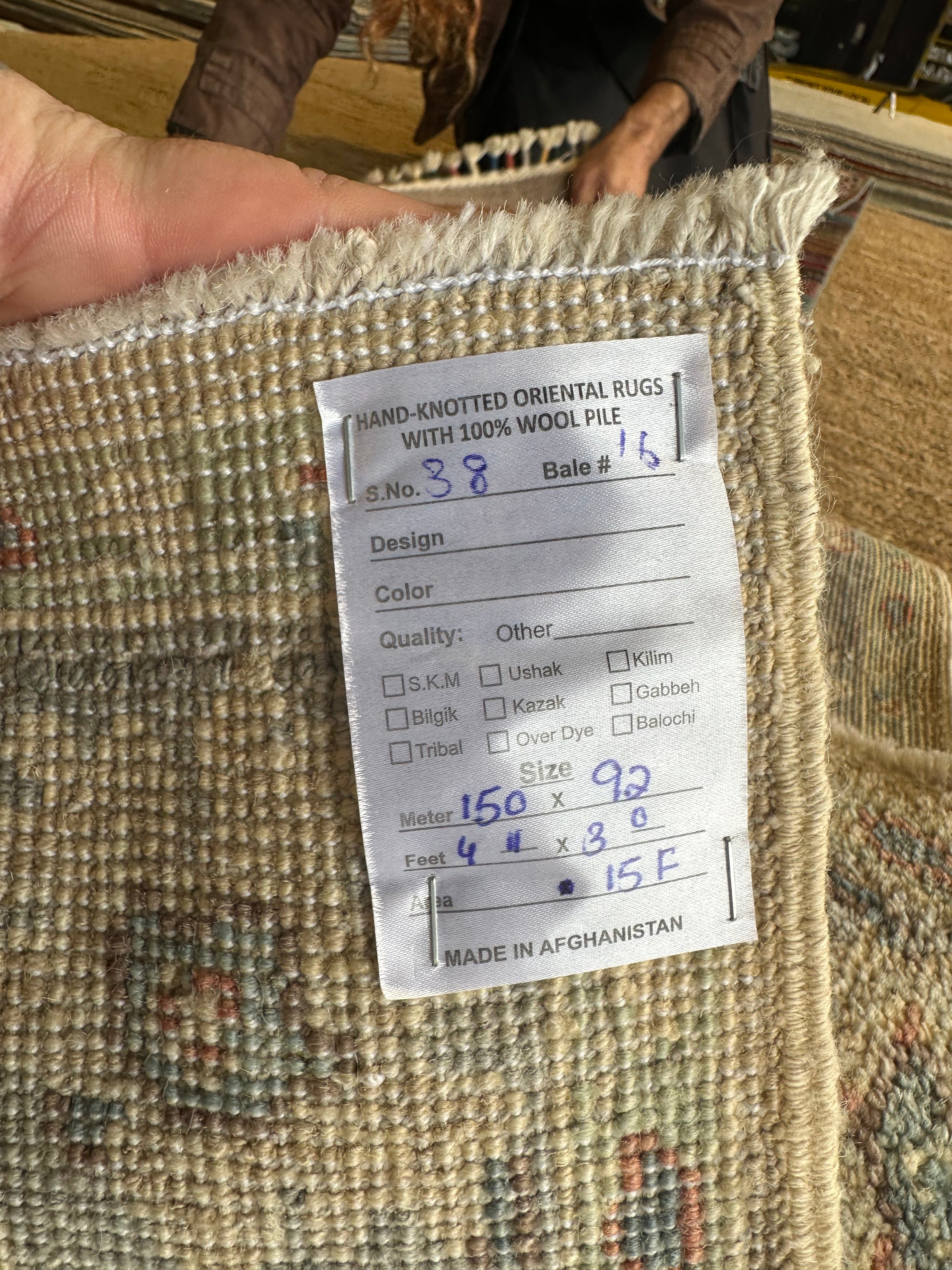 Czarina Mireles 3x4.11 Blue Afghani Whitewashed Oushak