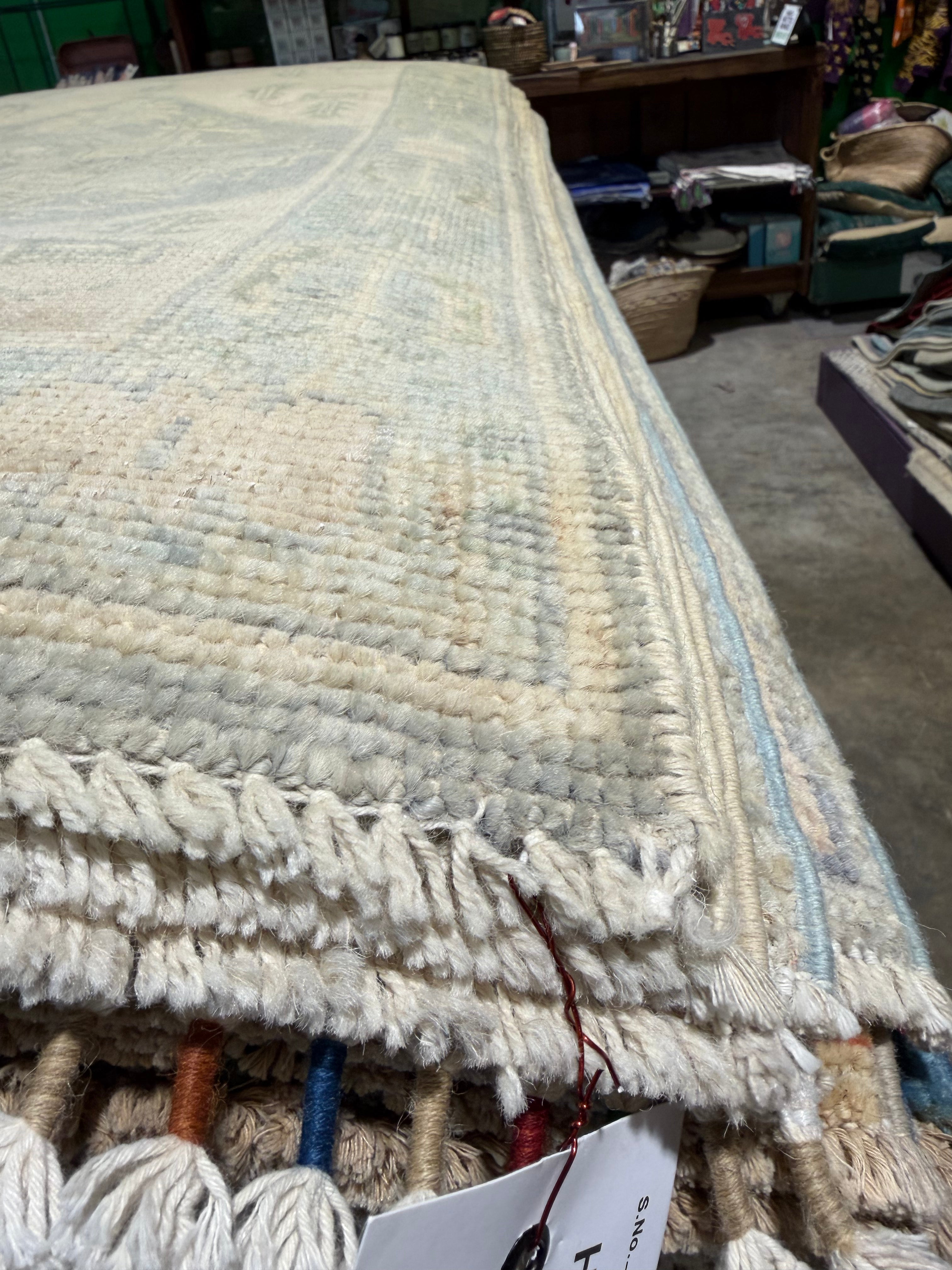 Nathalie Pierrat 2.7x9.10 Hand-Knotted  Afghani Oushak Runner