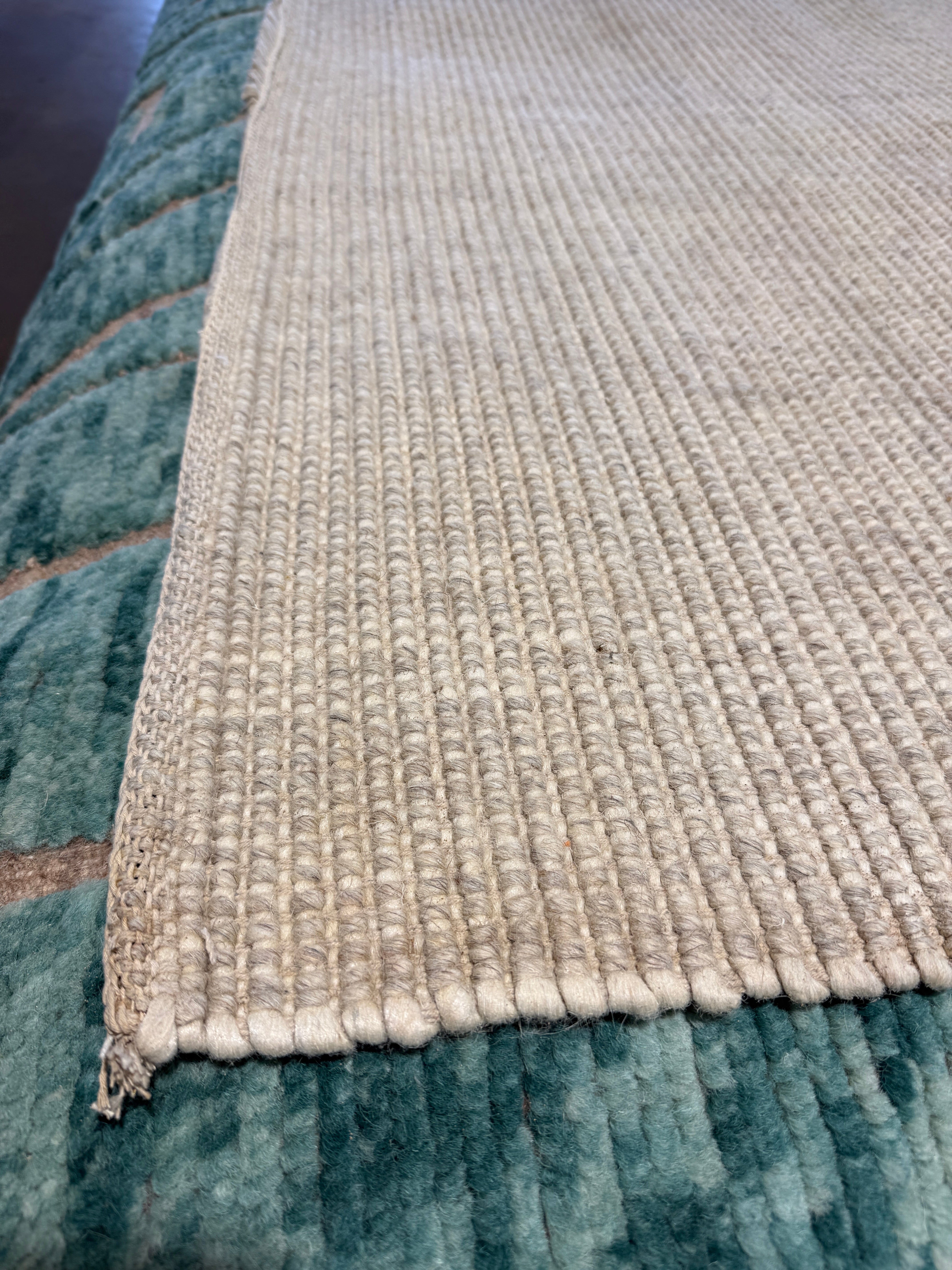Carnival in Covington 8x11 Handwoven Ivory Textured Durrie