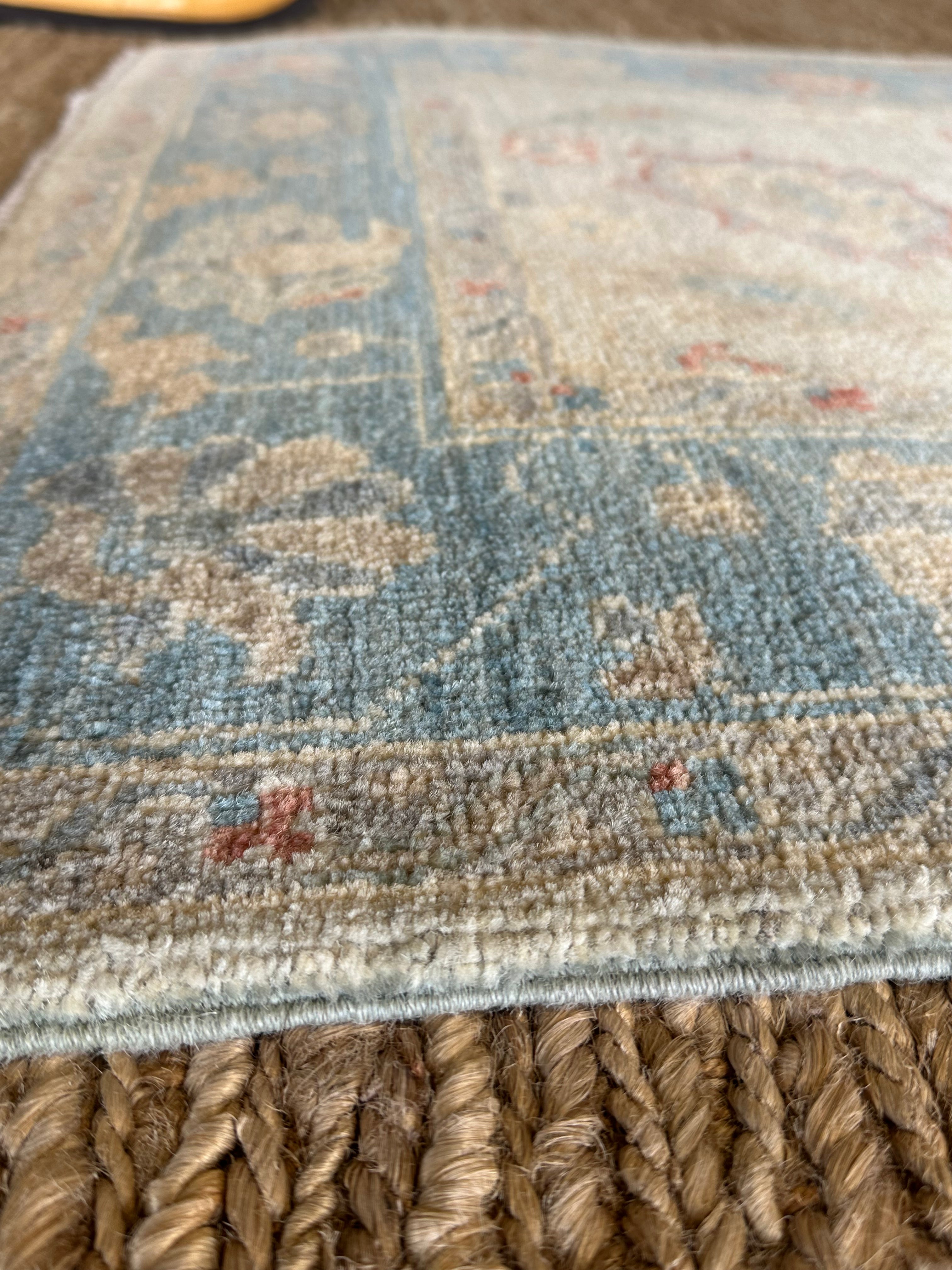 Ana Cruz Kayne 2.11x4.11 Blue Afghani Whitewashed Oushak