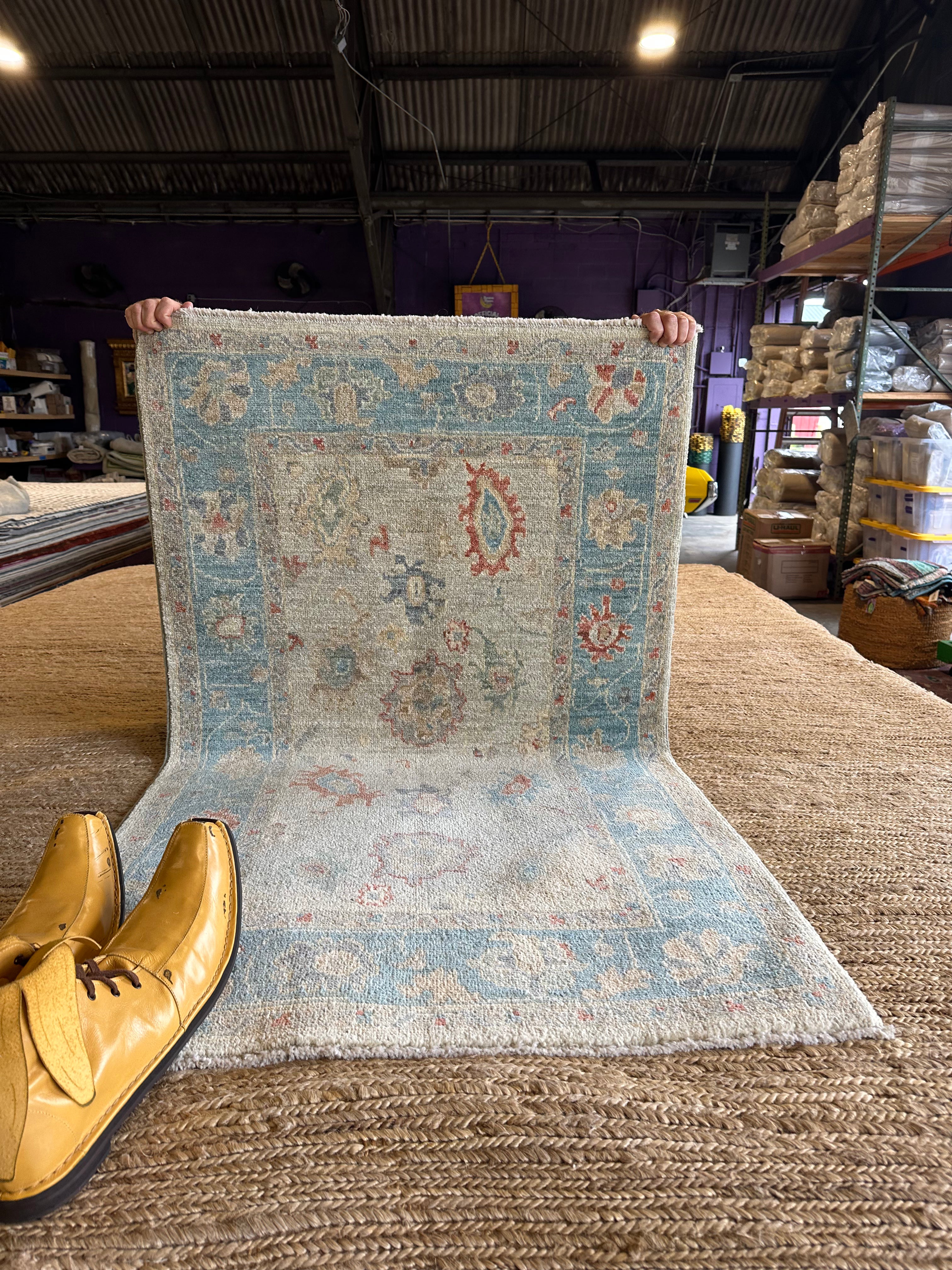 Ana Cruz Kayne 2.11x4.11 Blue Afghani Whitewashed Oushak