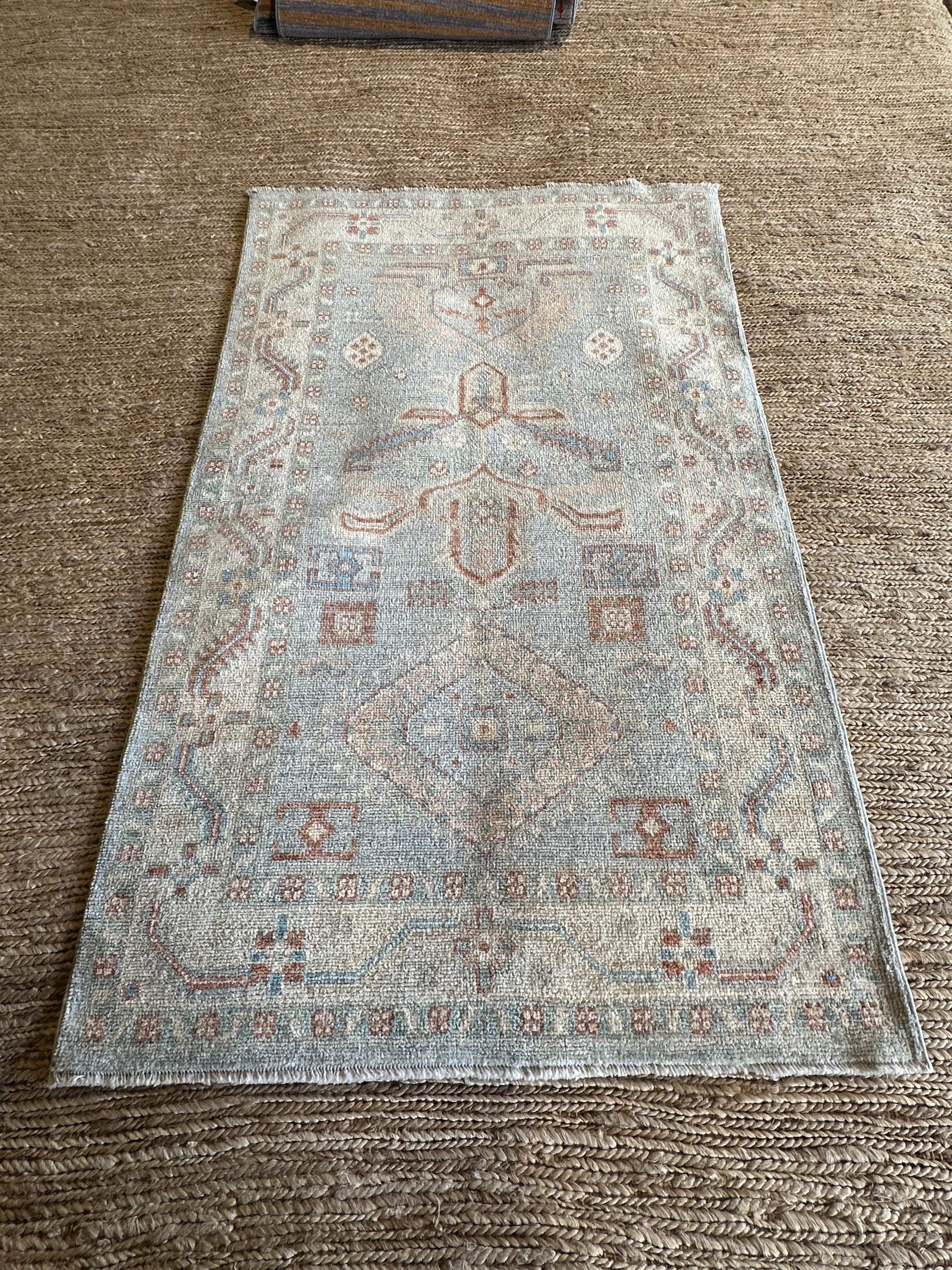 Marguerite Stimpson 2.11x4.11 Blue Afghani Whitewashed Oushak