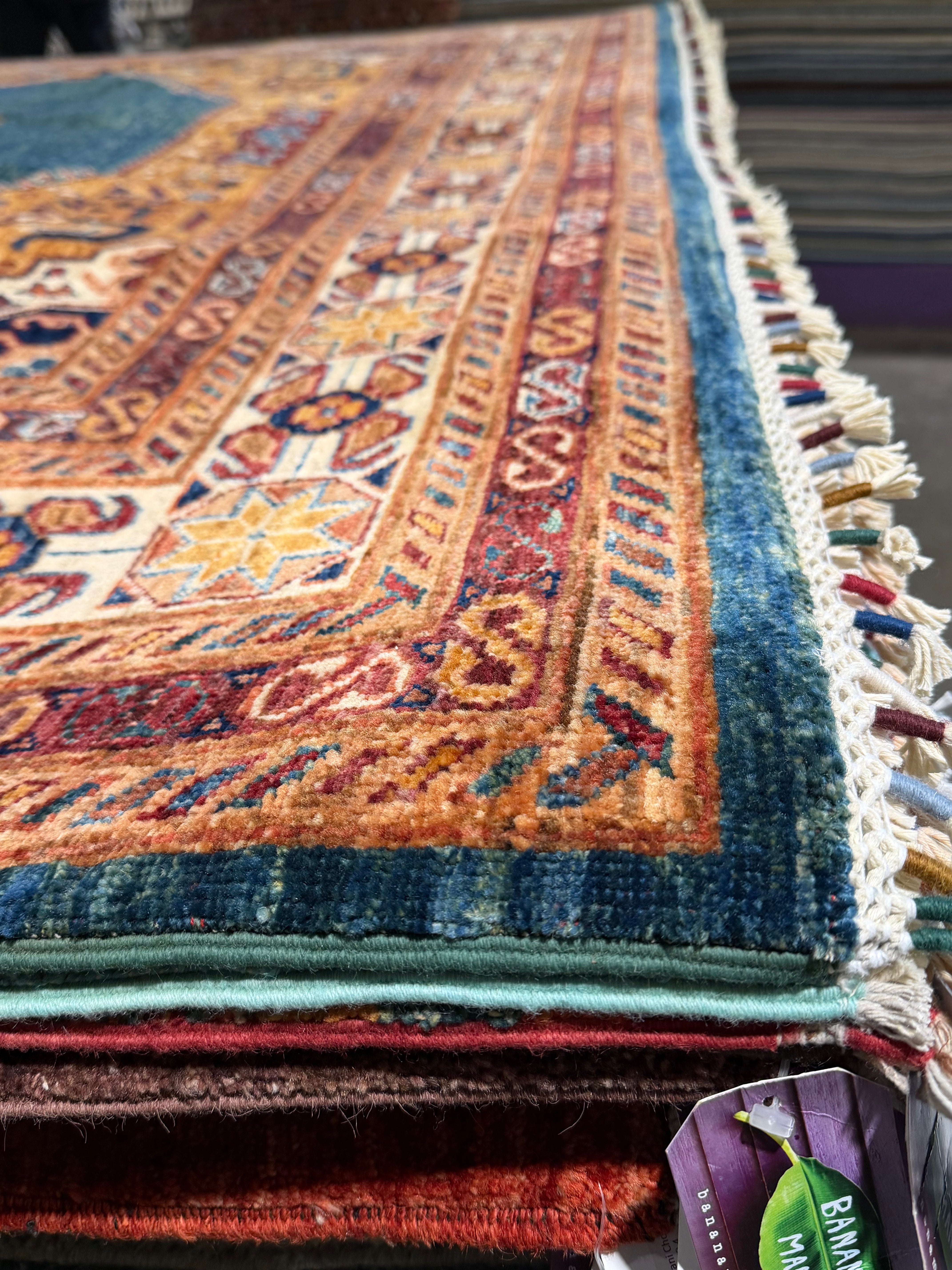Hillary Harley 6.7x9.7 Blue Afghani Mamluk Rug