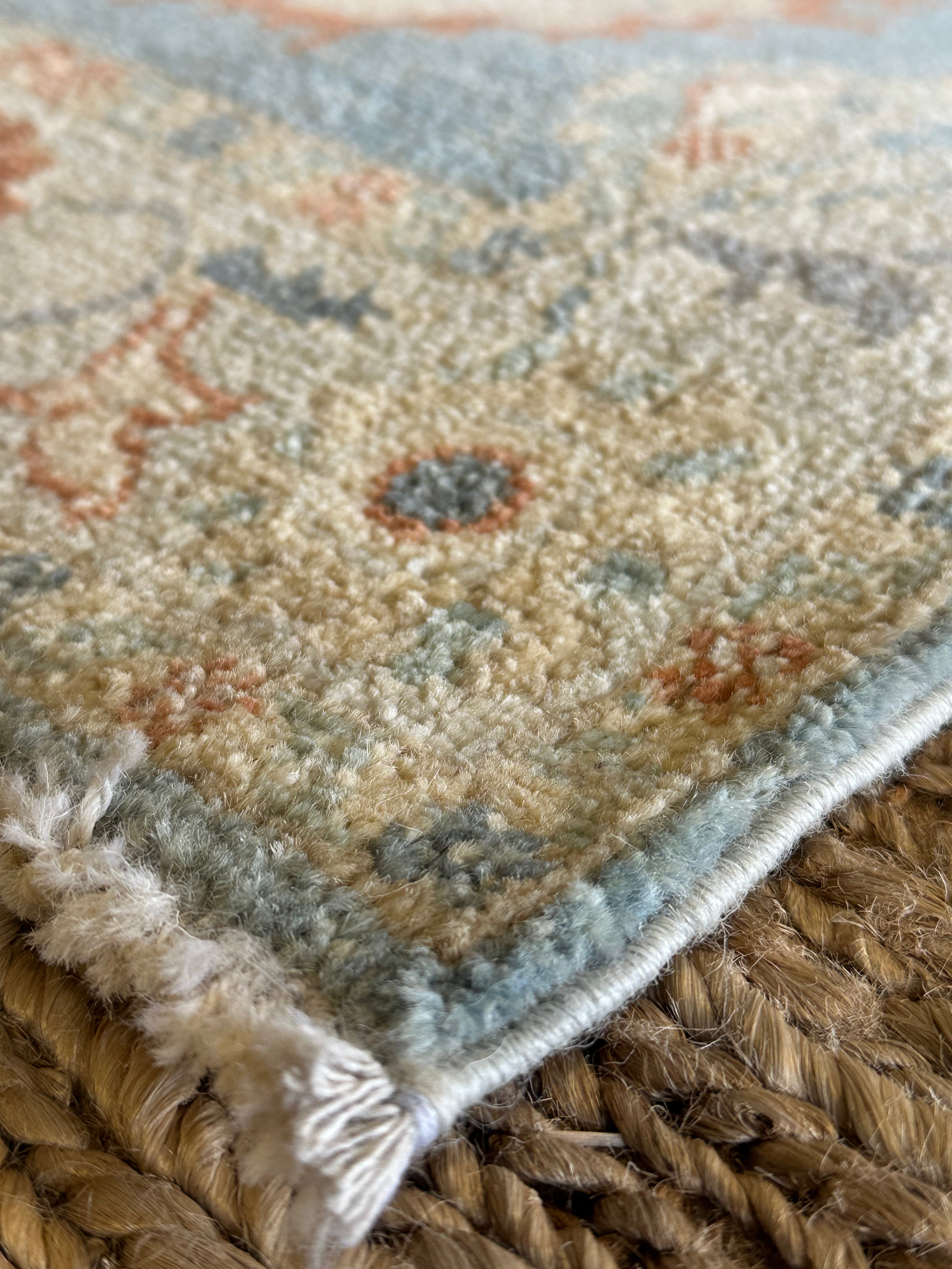 Karen Wacker 1.11x4.1 Blue Afghani Whitewashed Oushak