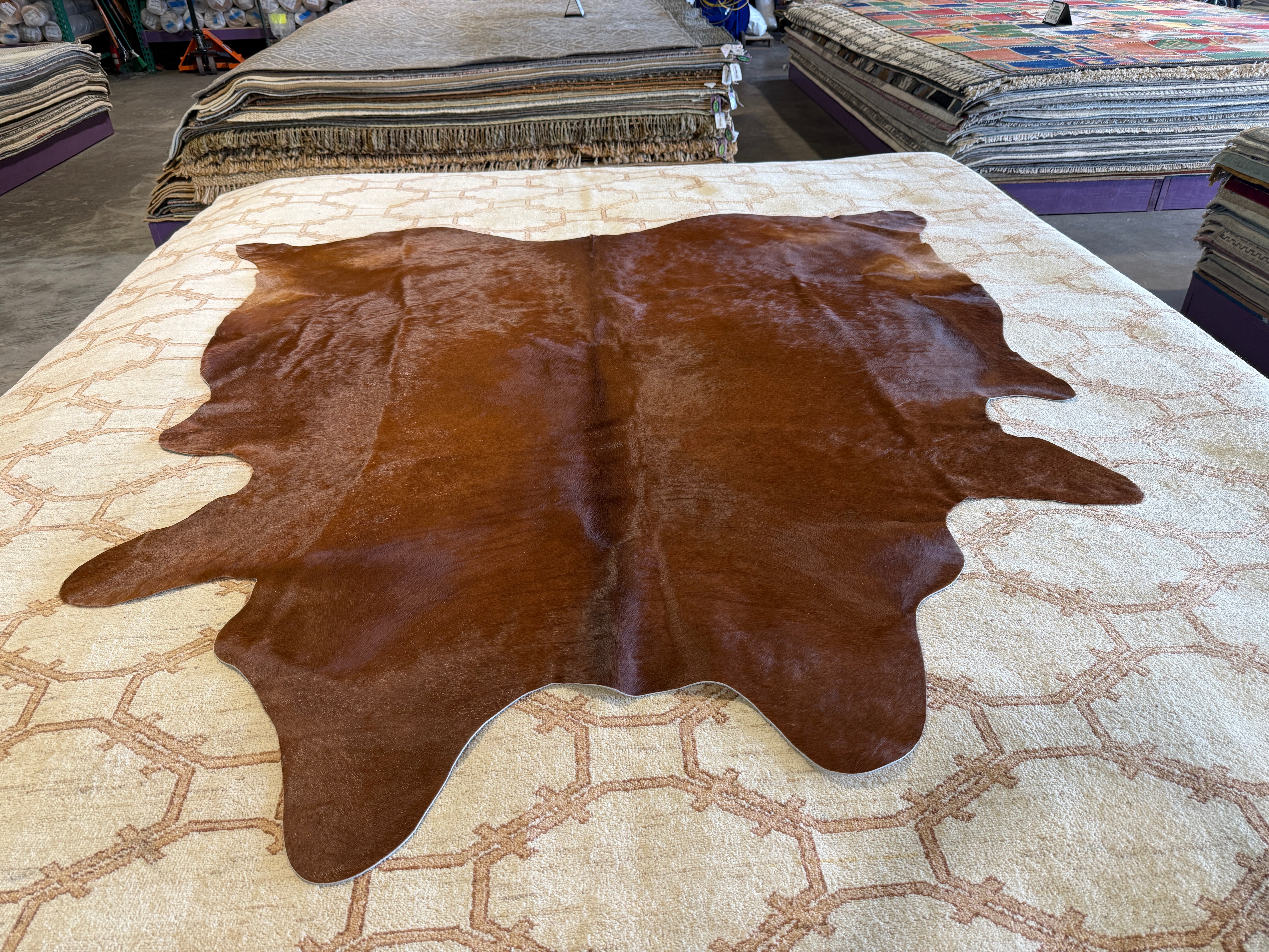 Red Brown 6.3x7.10 Large Cowhide Rug