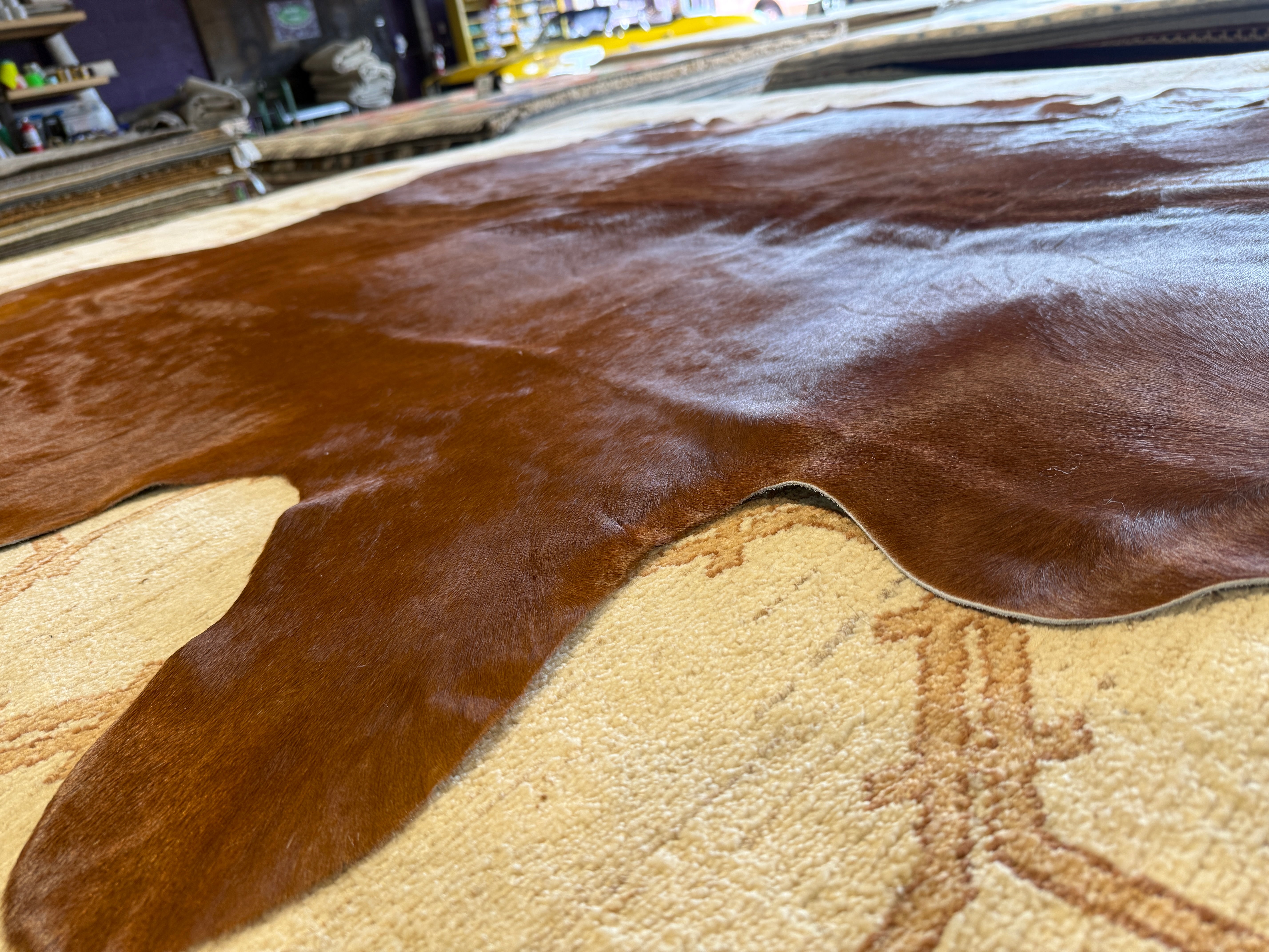 Red Brown 6.3x7.10 Large Cowhide Rug
