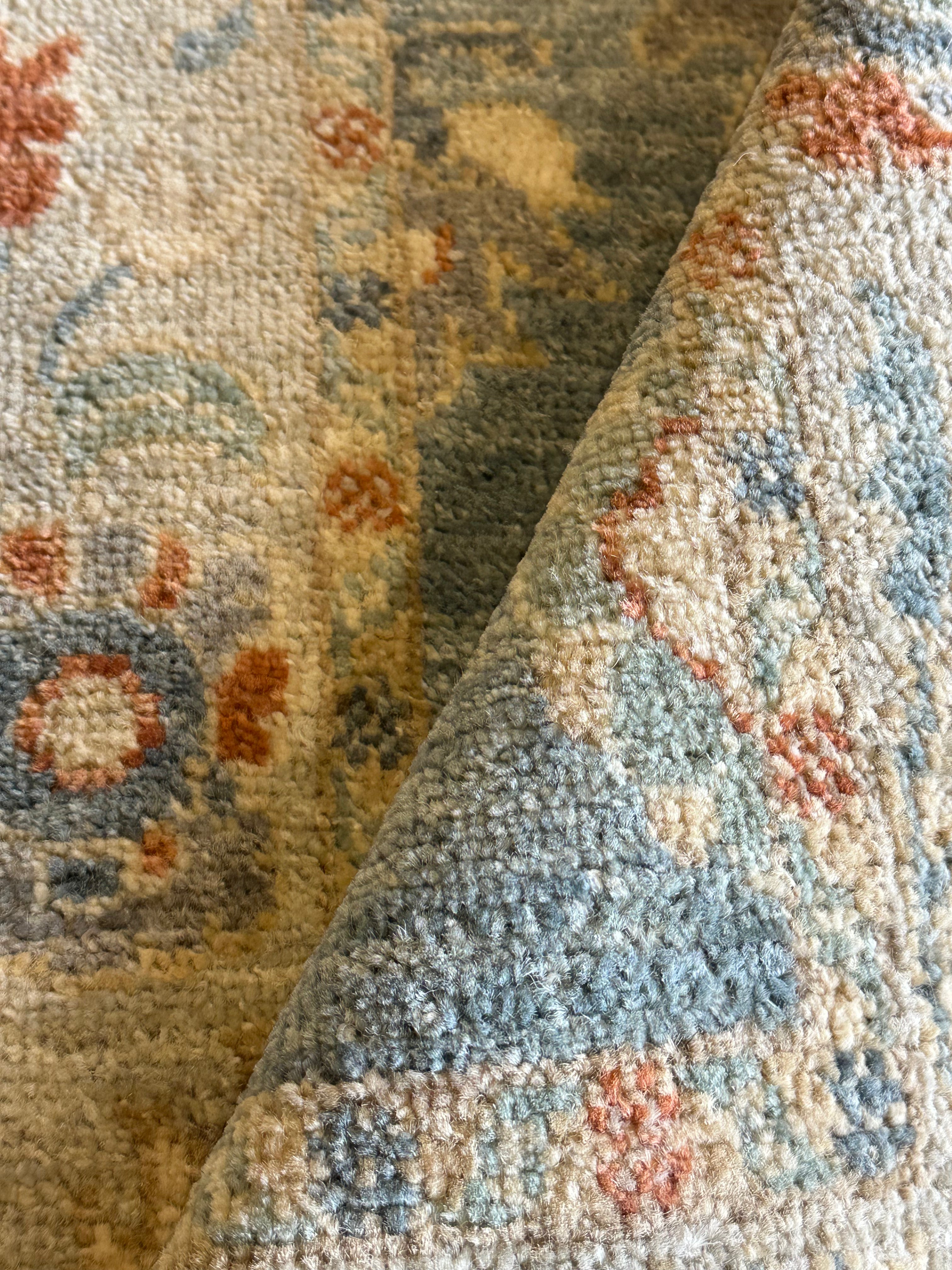 Karen Wacker 1.11x4.1 Blue Afghani Whitewashed Oushak