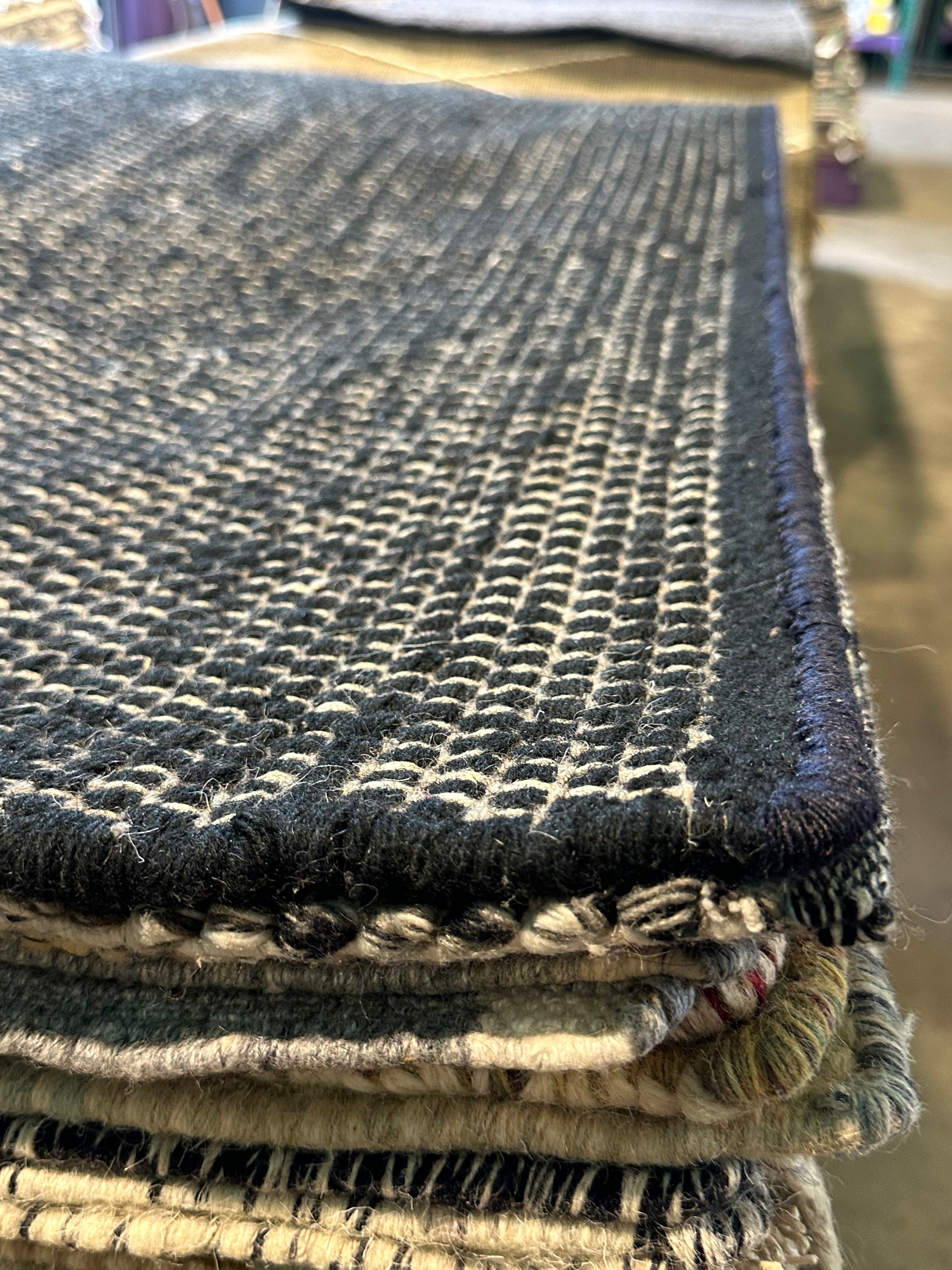 Jay 5x6.3 Black Handwoven Durrie Rug