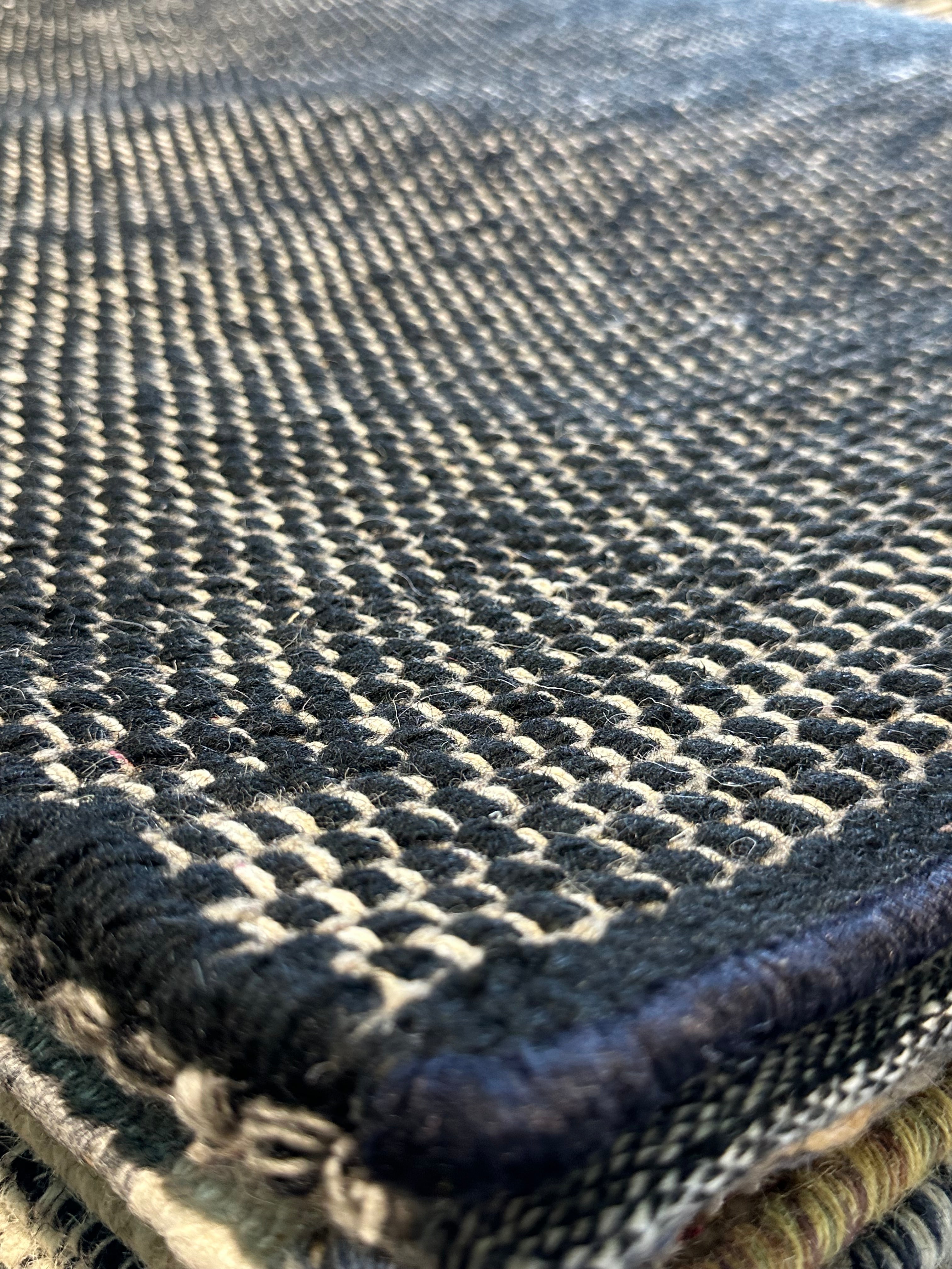 Jay 5x6.3 Black Handwoven Durrie Rug