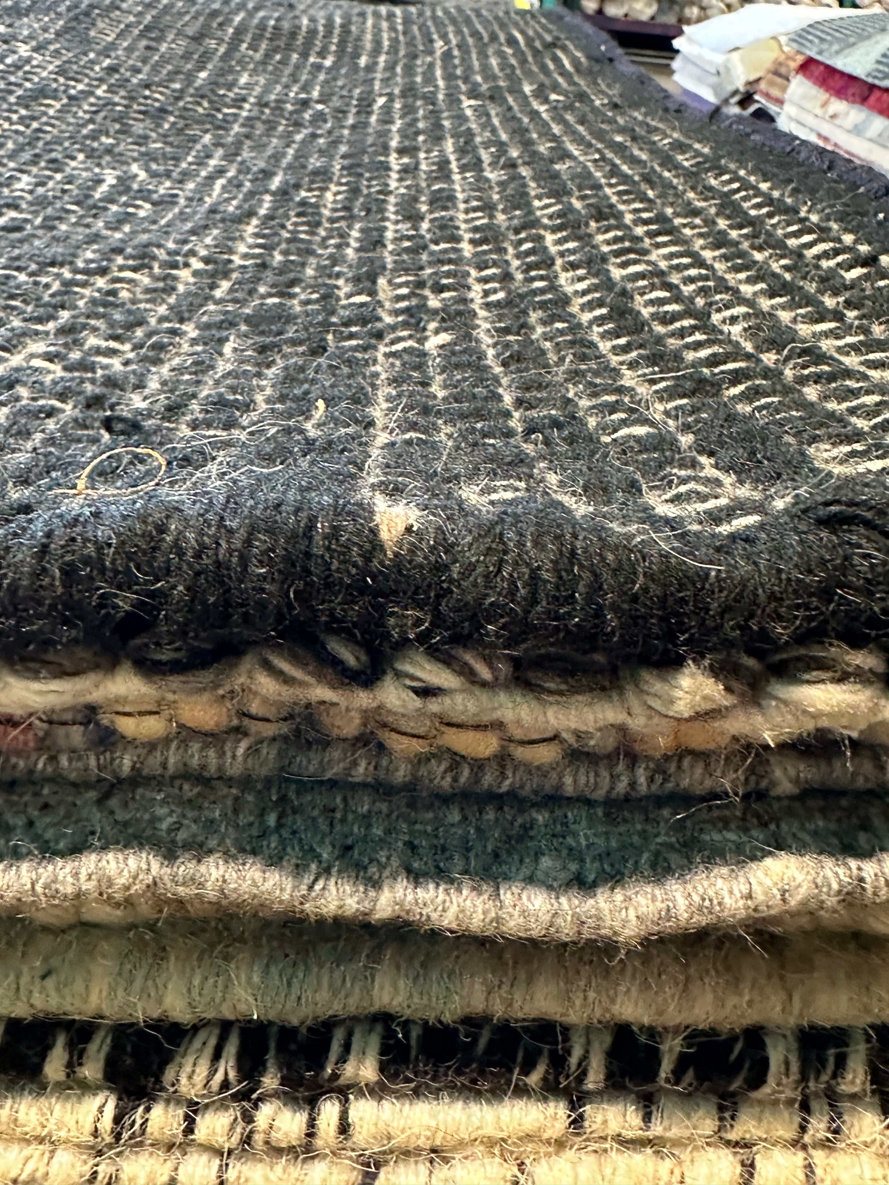 Jay 5x6.3 Black Handwoven Durrie Rug