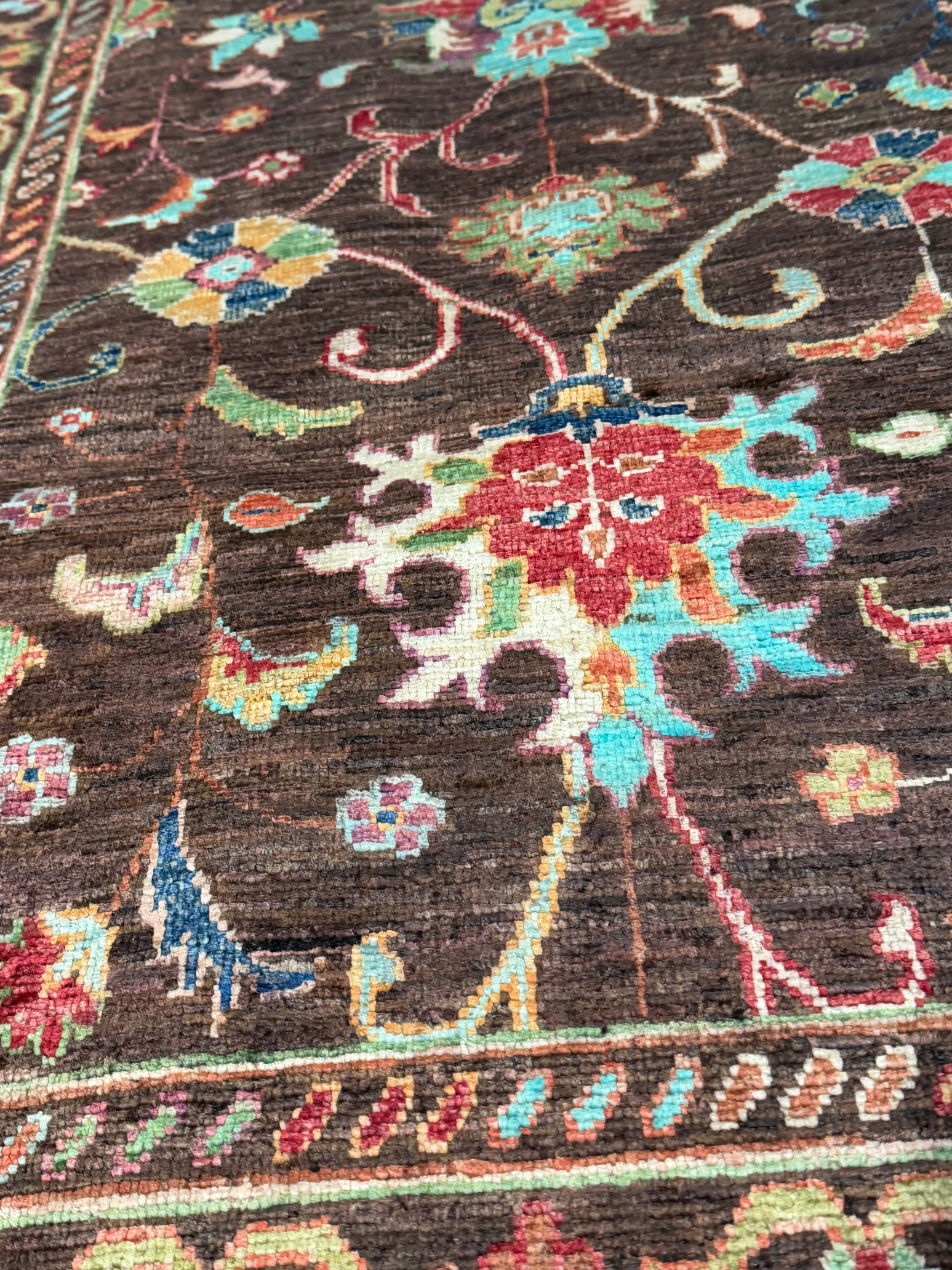Mary Ann Hagan 6.11x9.8 Brown Afghani Sultani Rug